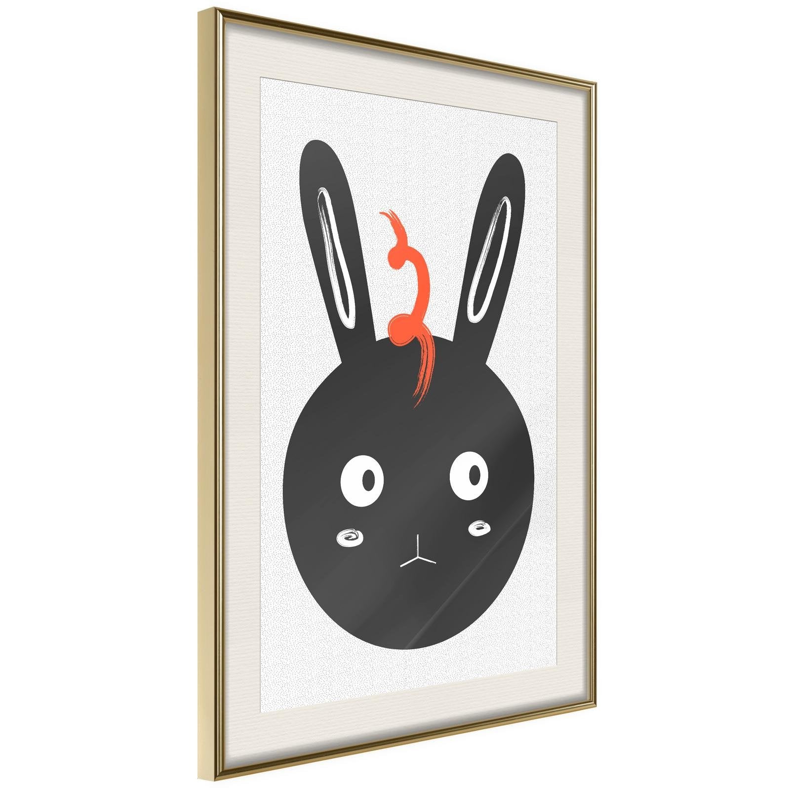 Inramad Poster / Tavla - Surprised Bunny-Poster Inramad-Artgeist-20x30-Guldram med passepartout-peaceofhome.se