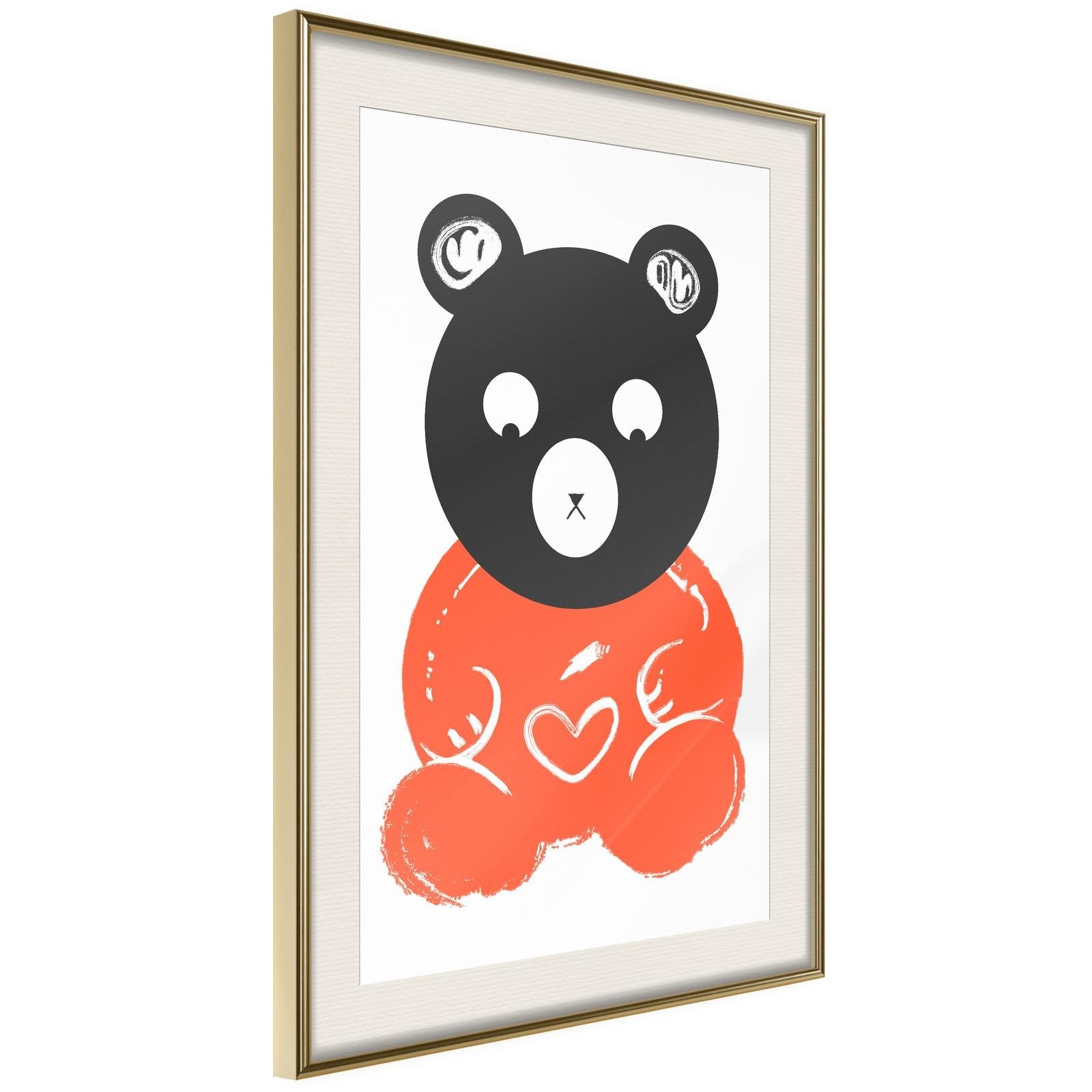 Inramad Poster / Tavla - Teddy Bear in Love-Poster Inramad-Artgeist-20x30-Guldram med passepartout-peaceofhome.se
