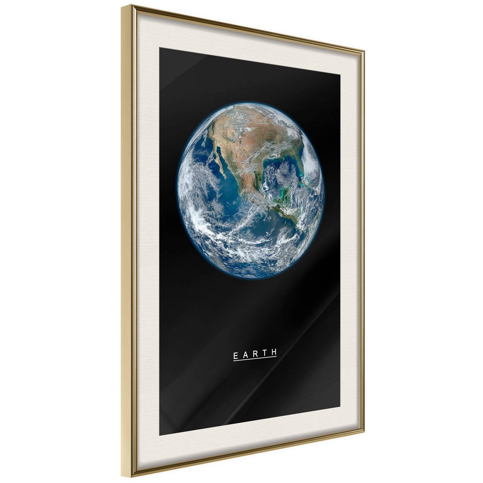 Inramad Poster / Tavla - The Solar System: Earth-Poster Inramad-Artgeist-20x30-Guldram med passepartout-peaceofhome.se