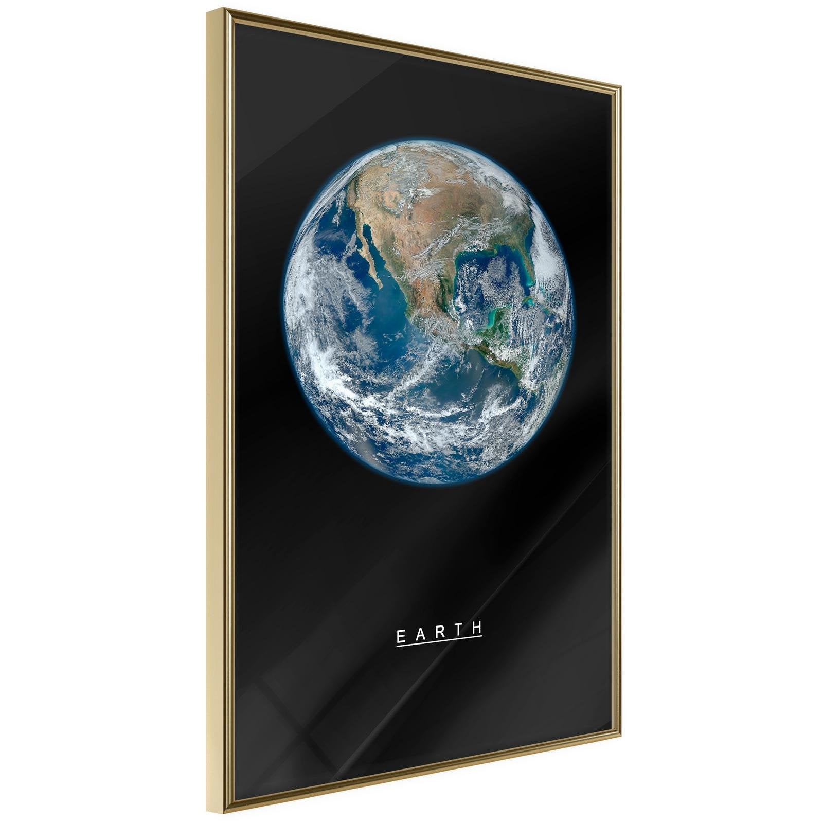 Inramad Poster / Tavla - The Solar System: Earth-Poster Inramad-Artgeist-20x30-Guldram-peaceofhome.se