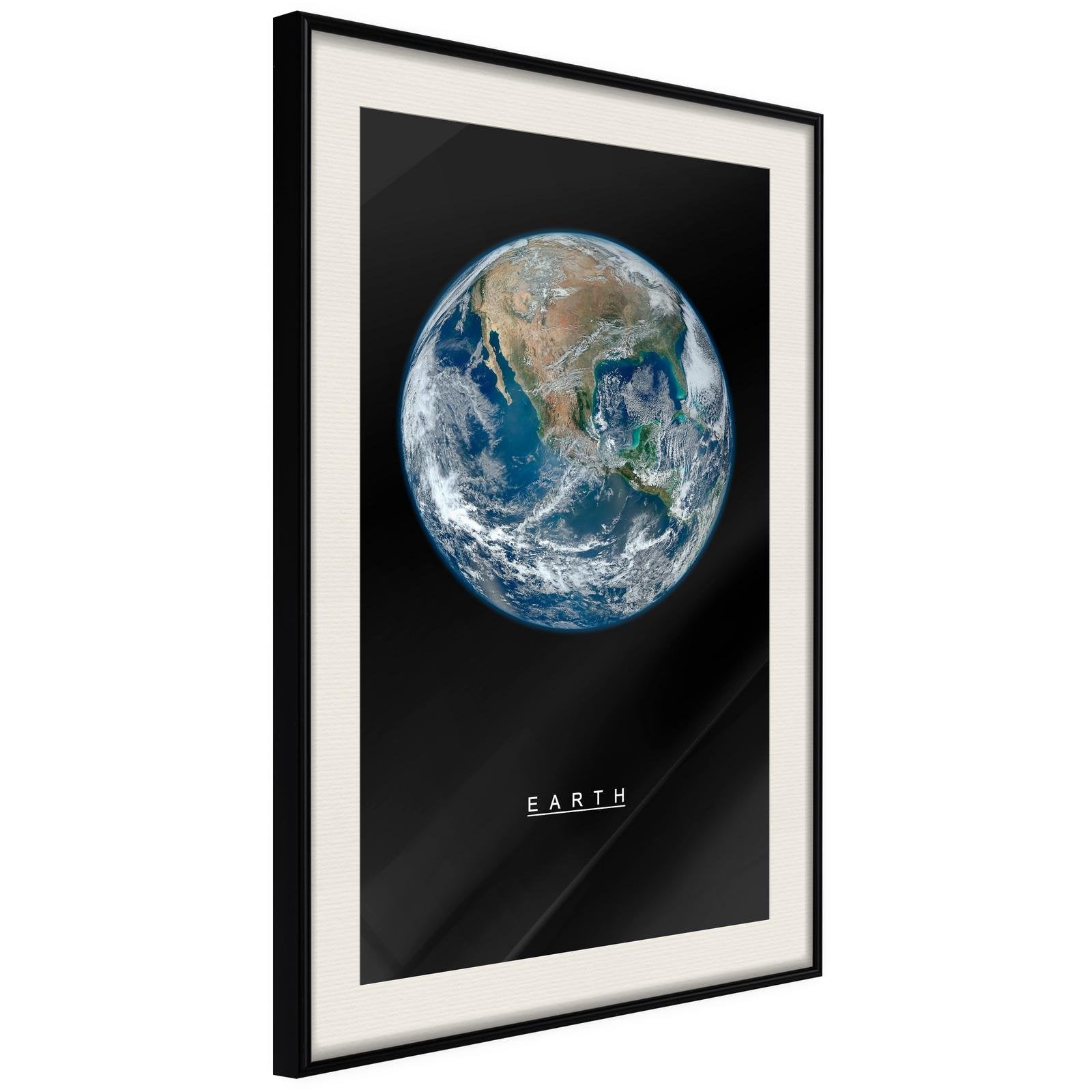 Inramad Poster / Tavla - The Solar System: Earth-Poster Inramad-Artgeist-20x30-Svart ram med passepartout-peaceofhome.se