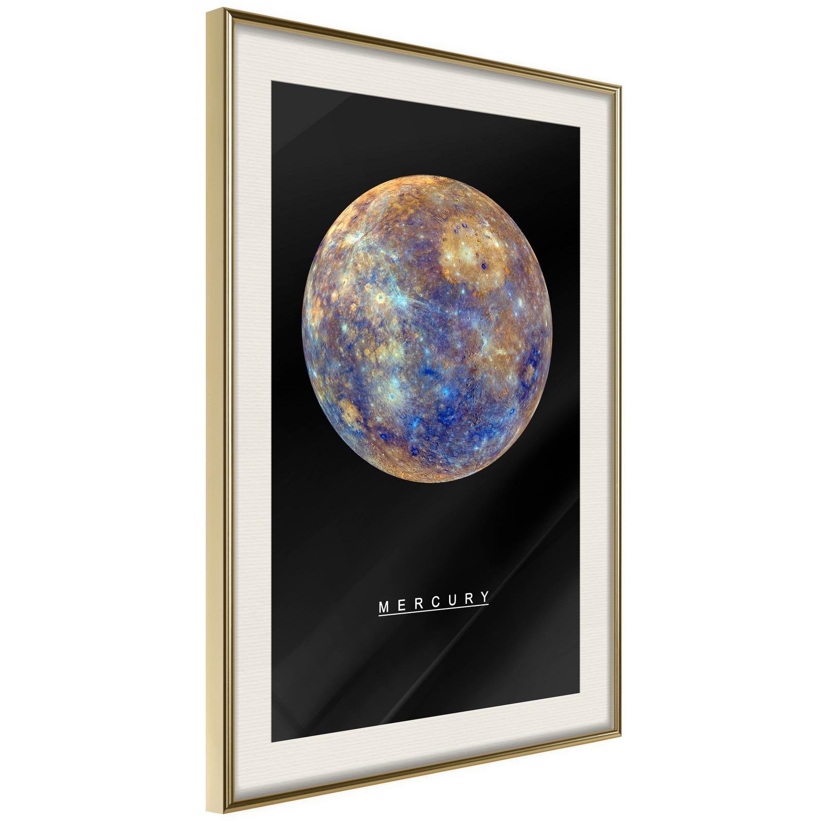 Inramad Poster / Tavla - The Solar System: Mercury-Poster Inramad-Artgeist-20x30-Guldram med passepartout-peaceofhome.se