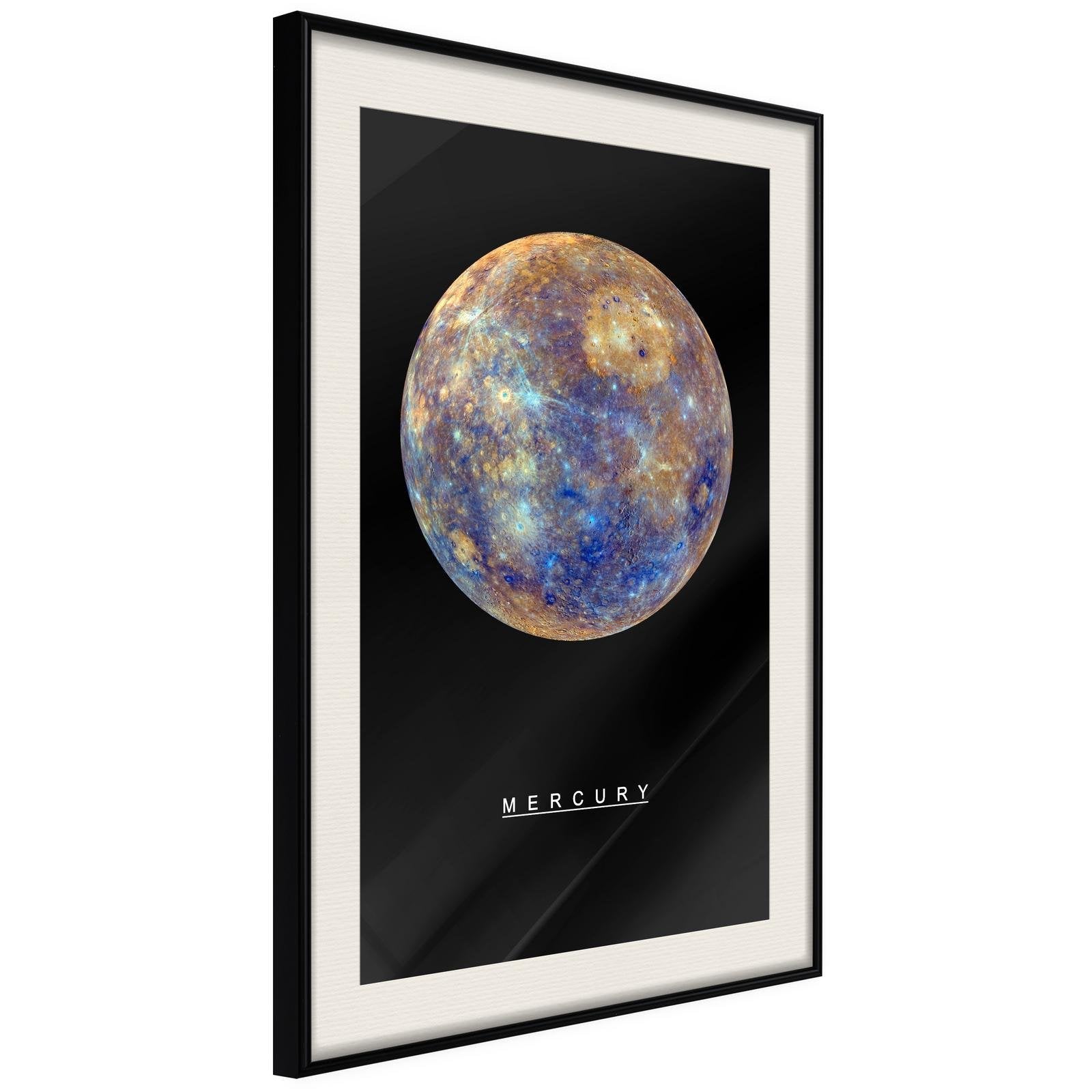 Inramad Poster / Tavla - The Solar System: Mercury-Poster Inramad-Artgeist-20x30-Svart ram med passepartout-peaceofhome.se
