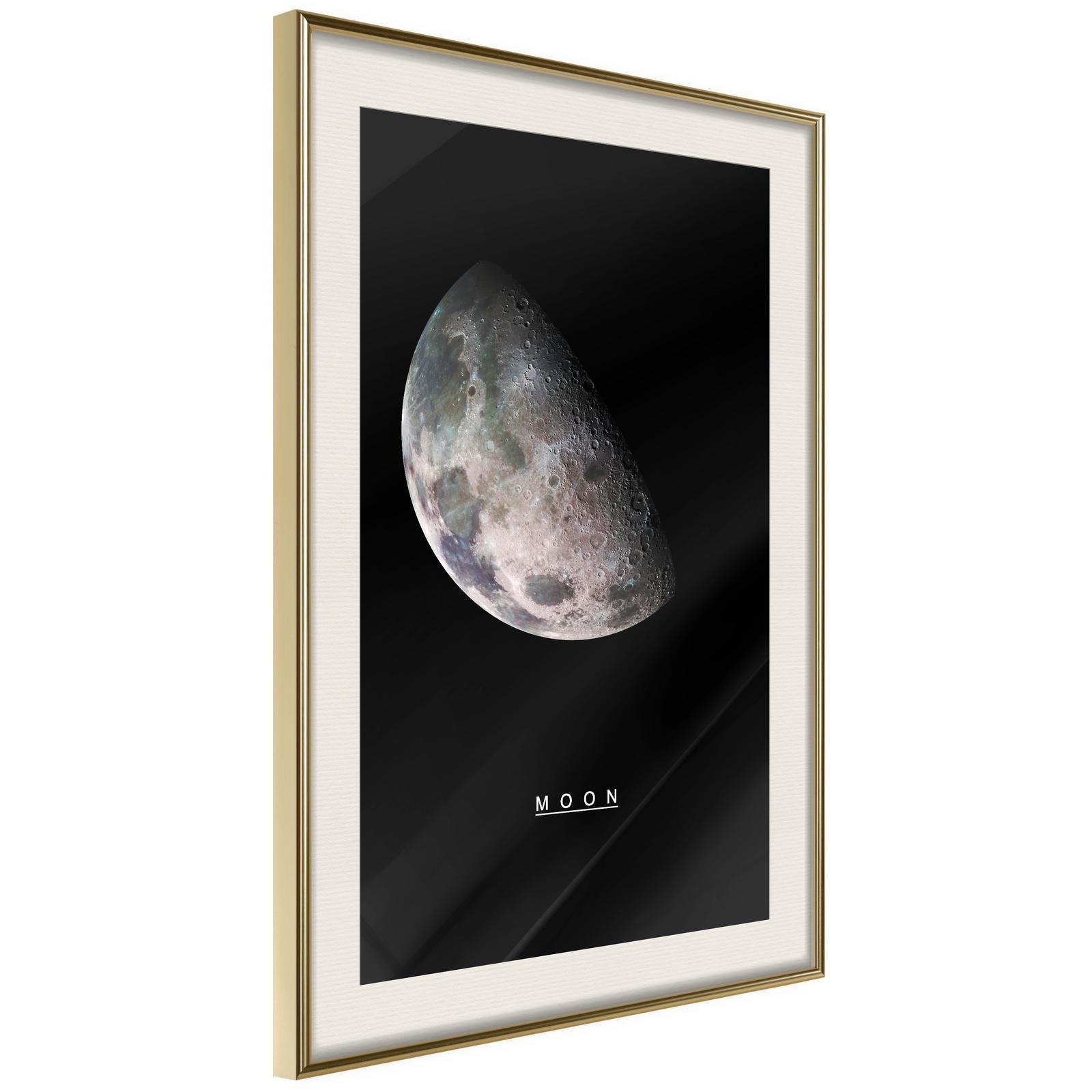 Inramad Poster / Tavla - The Solar System: Moon-Poster Inramad-Artgeist-20x30-Guldram med passepartout-peaceofhome.se