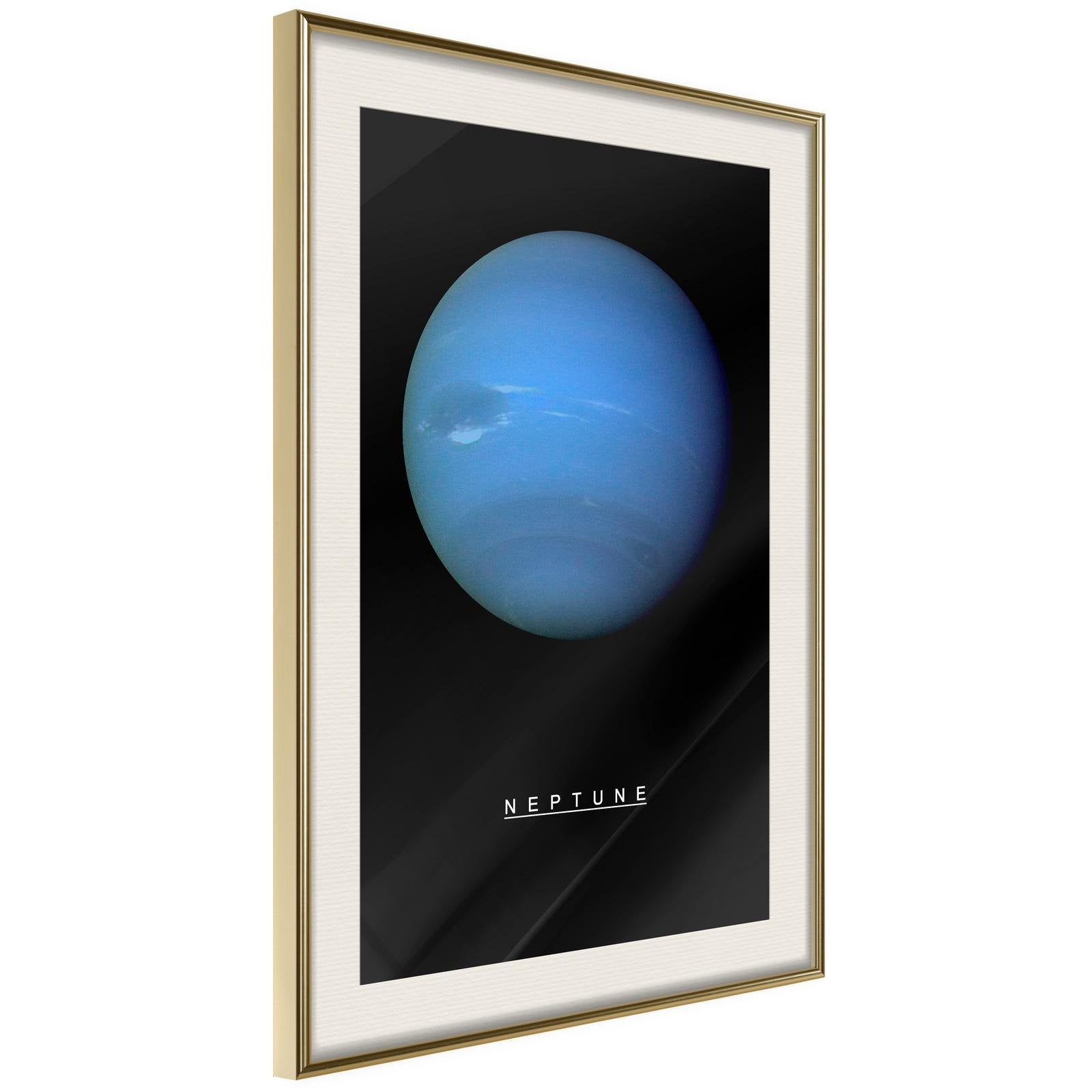 Inramad Poster / Tavla - The Solar System: Neptun-Poster Inramad-Artgeist-20x30-Guldram med passepartout-peaceofhome.se