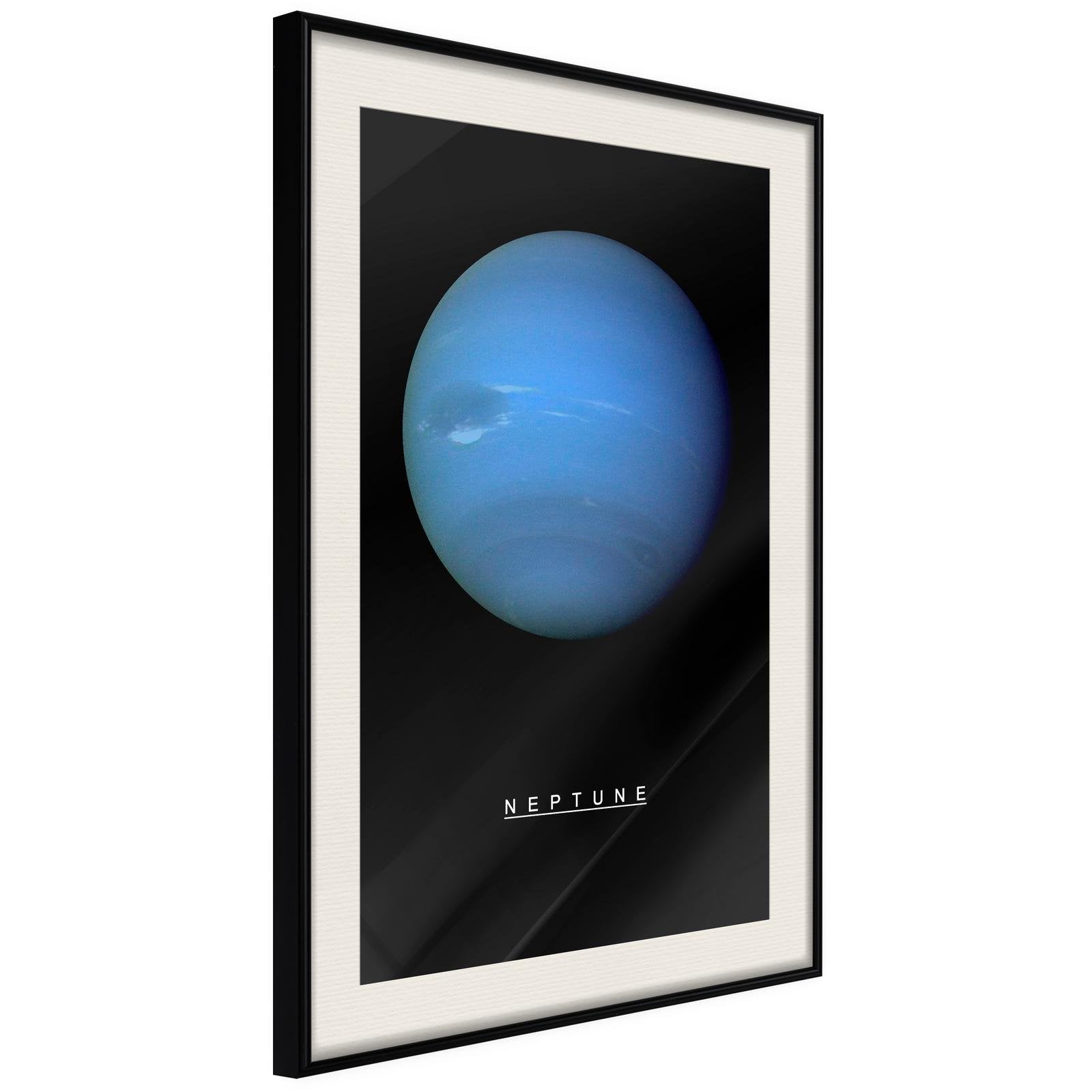 Inramad Poster / Tavla - The Solar System: Neptun-Poster Inramad-Artgeist-20x30-Svart ram med passepartout-peaceofhome.se