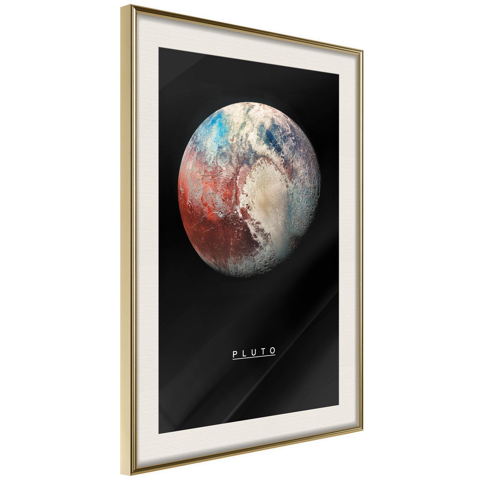 Inramad Poster / Tavla - The Solar System: Pluto-Poster Inramad-Artgeist-20x30-Guldram med passepartout-peaceofhome.se