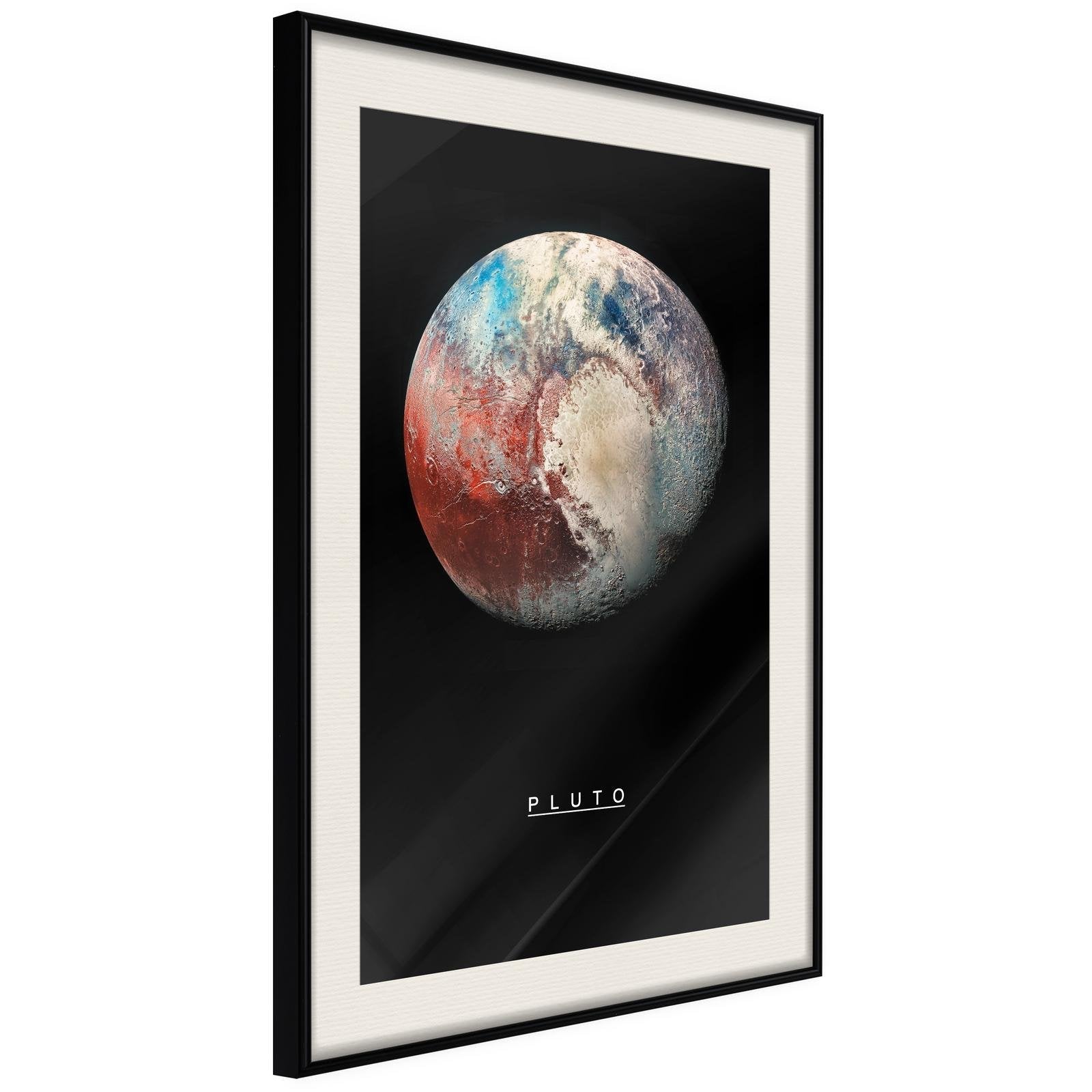 Inramad Poster / Tavla - The Solar System: Pluto-Poster Inramad-Artgeist-20x30-Svart ram med passepartout-peaceofhome.se