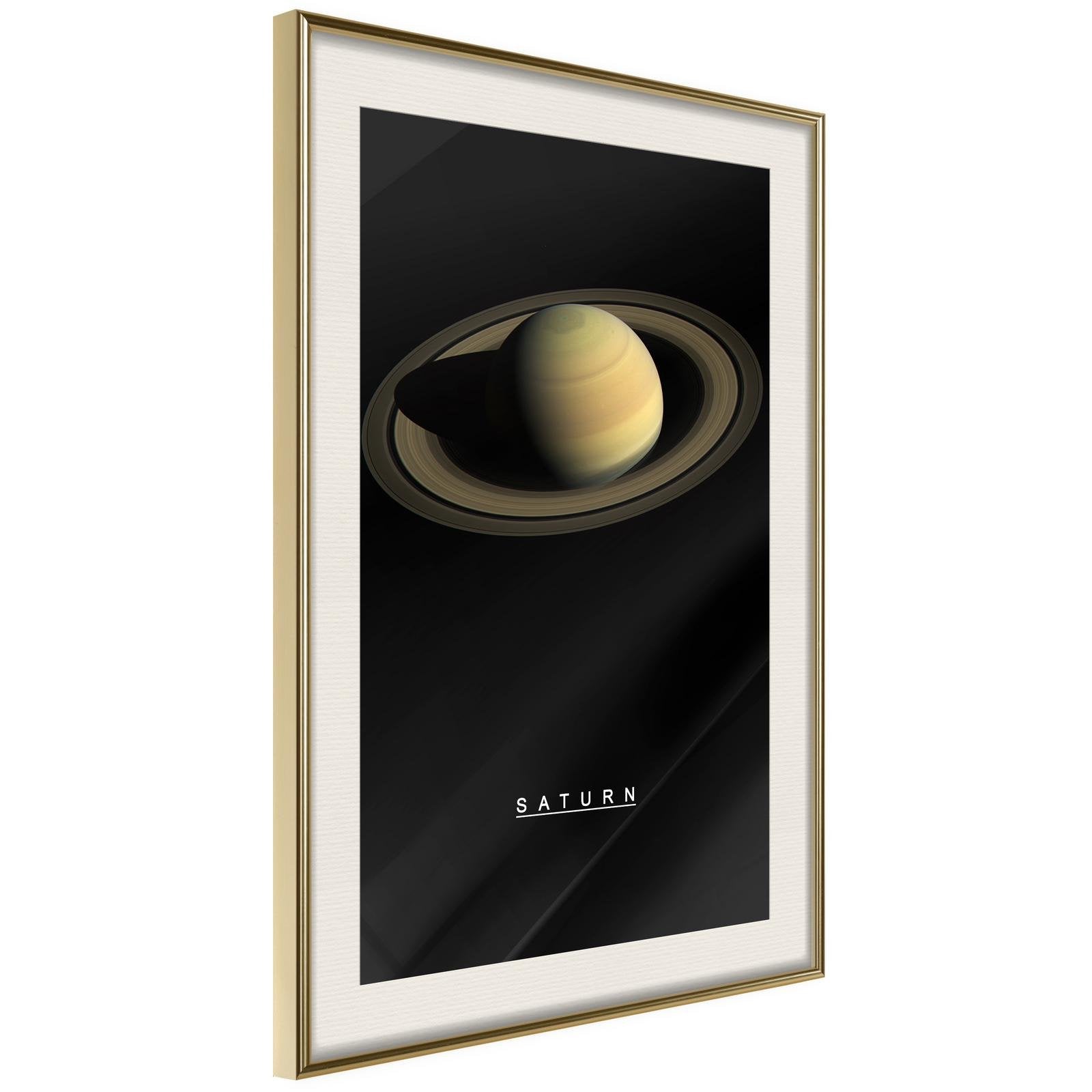 Inramad Poster / Tavla - The Solar System: Saturn-Poster Inramad-Artgeist-20x30-Guldram med passepartout-peaceofhome.se