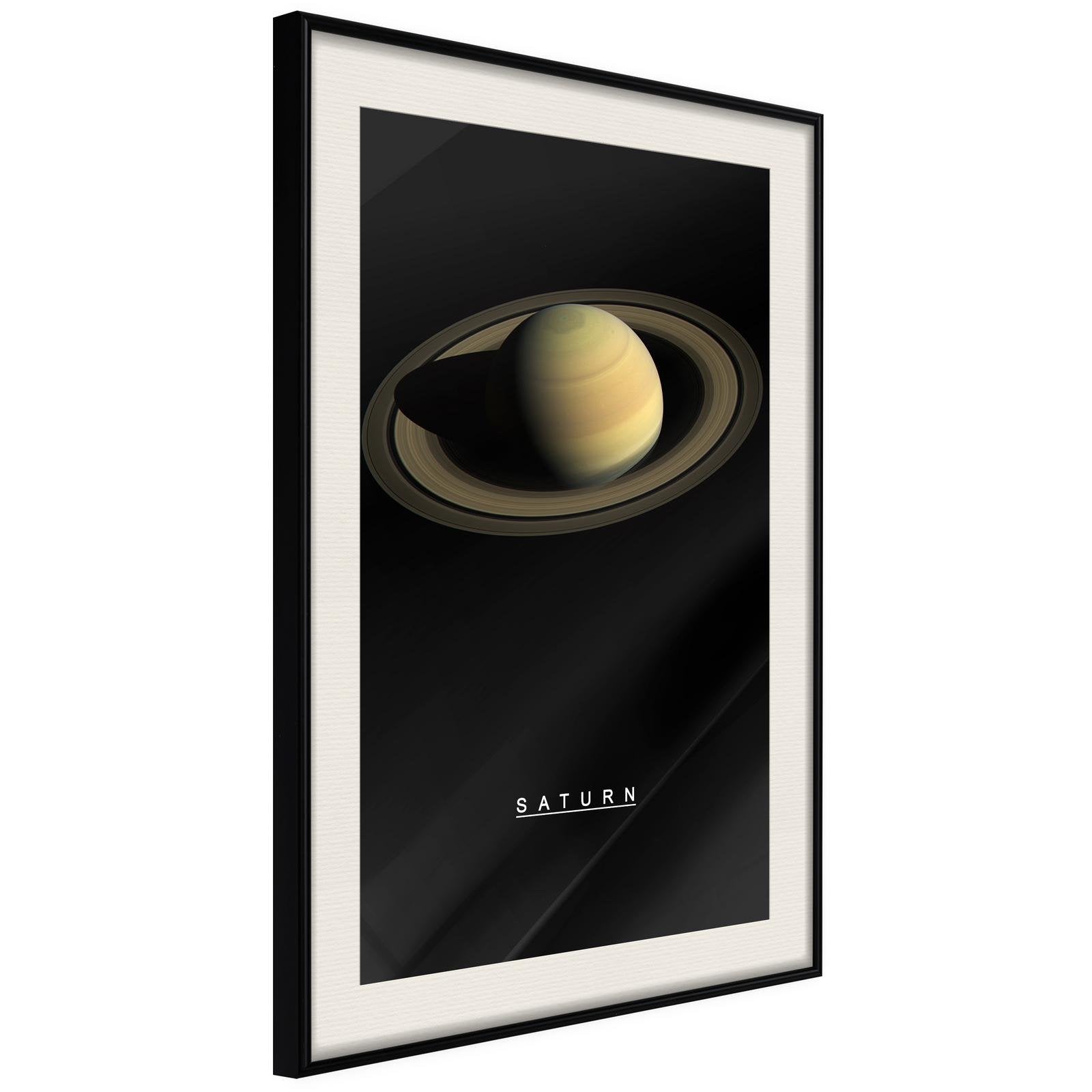 Inramad Poster / Tavla - The Solar System: Saturn-Poster Inramad-Artgeist-20x30-Svart ram med passepartout-peaceofhome.se