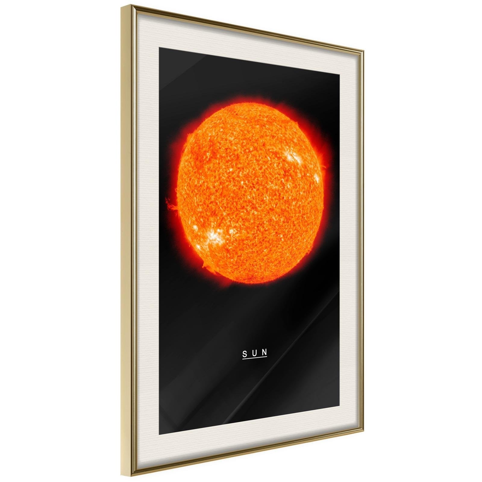 Inramad Poster / Tavla - The Solar System: Sun-Poster Inramad-Artgeist-20x30-Guldram med passepartout-peaceofhome.se