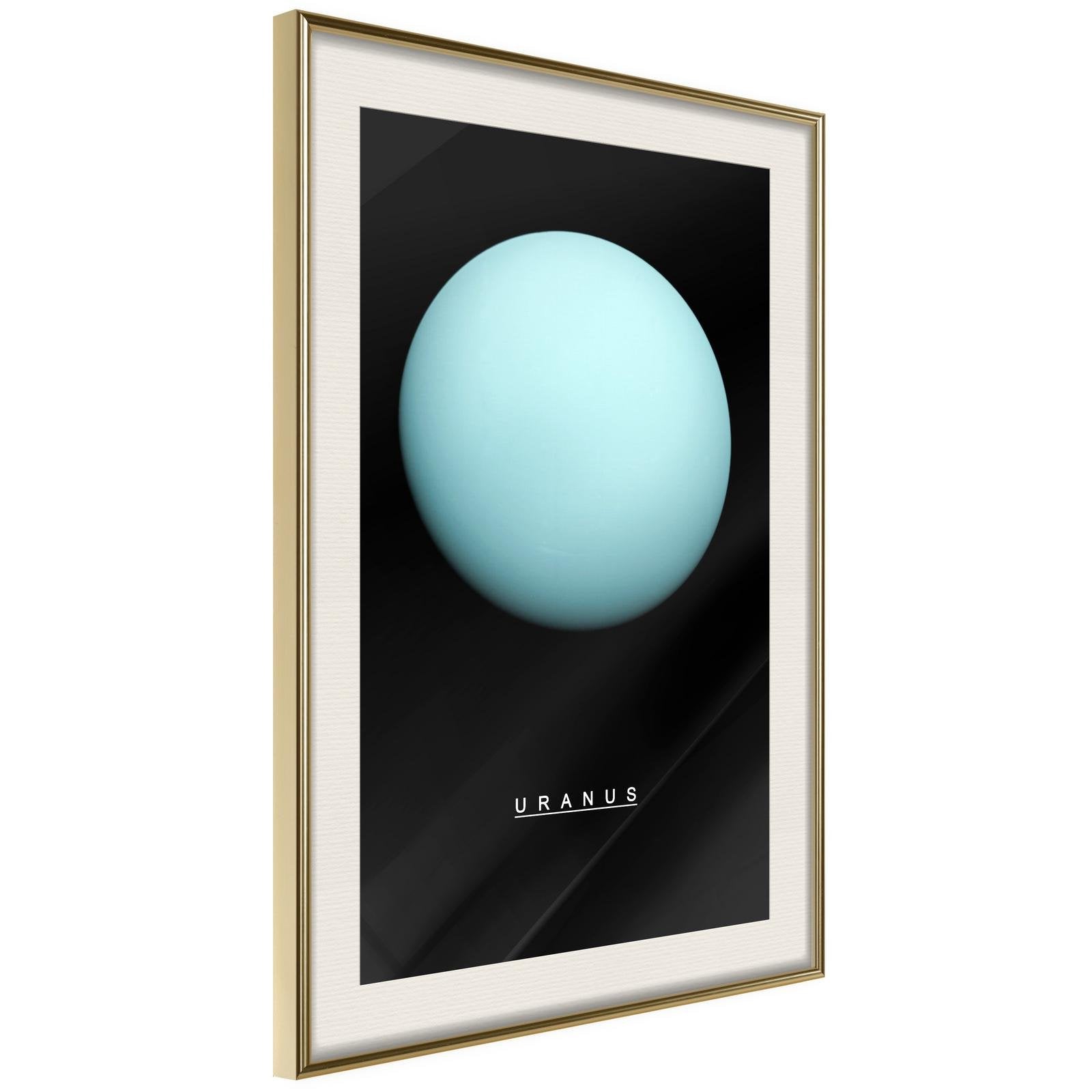 Inramad Poster / Tavla - The Solar System: Uranus-Poster Inramad-Artgeist-20x30-Guldram med passepartout-peaceofhome.se