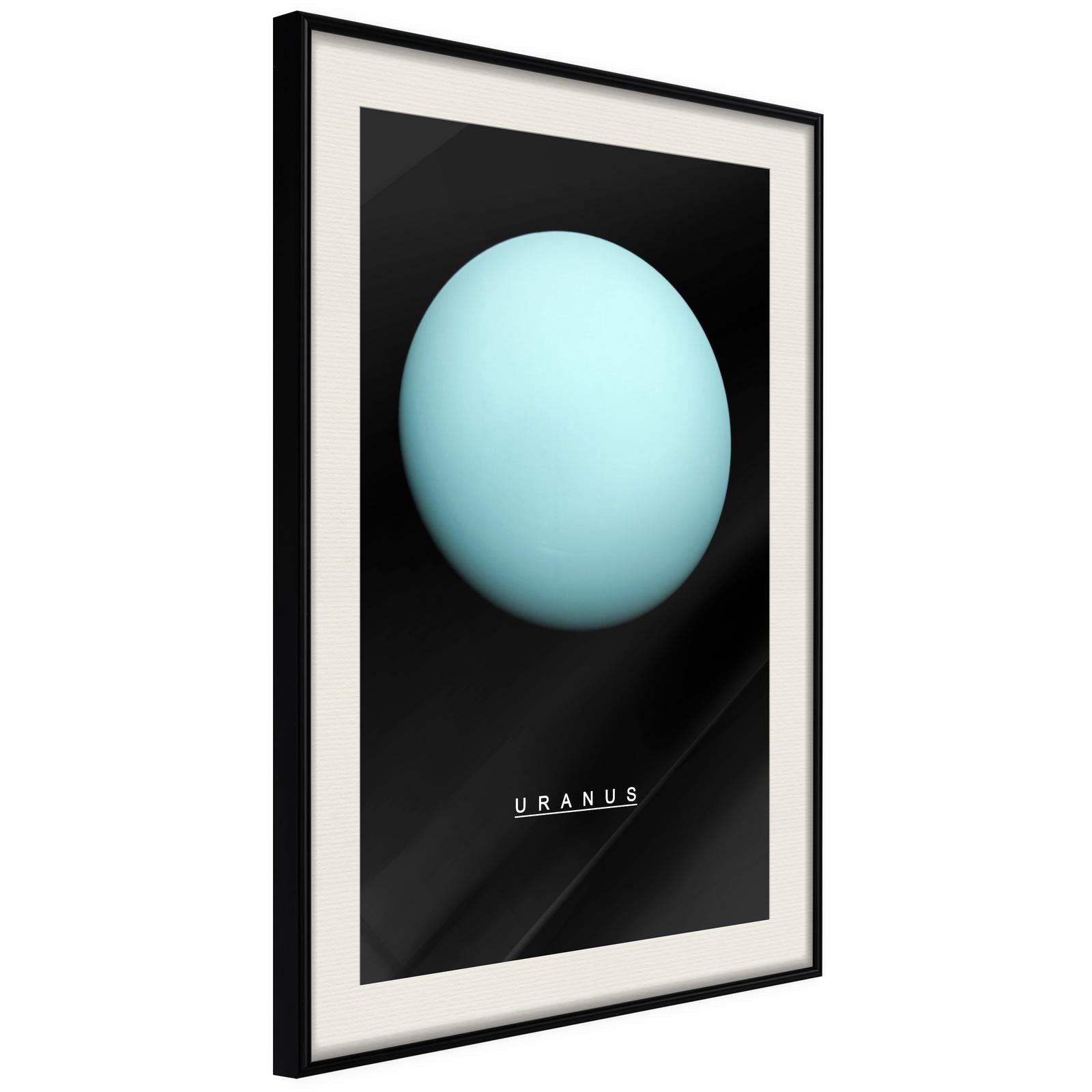 Inramad Poster / Tavla - The Solar System: Uranus-Poster Inramad-Artgeist-20x30-Svart ram med passepartout-peaceofhome.se