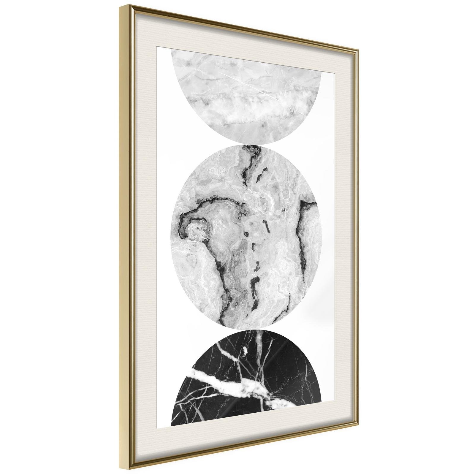 Inramad Poster / Tavla - Three Shades of Marble-Poster Inramad-Artgeist-20x30-Guldram med passepartout-peaceofhome.se