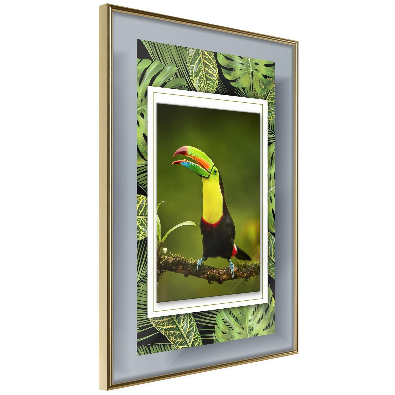 Inramad Poster / Tavla - Toucan in the Frame-Poster Inramad-Artgeist-20x30-Guldram-peaceofhome.se