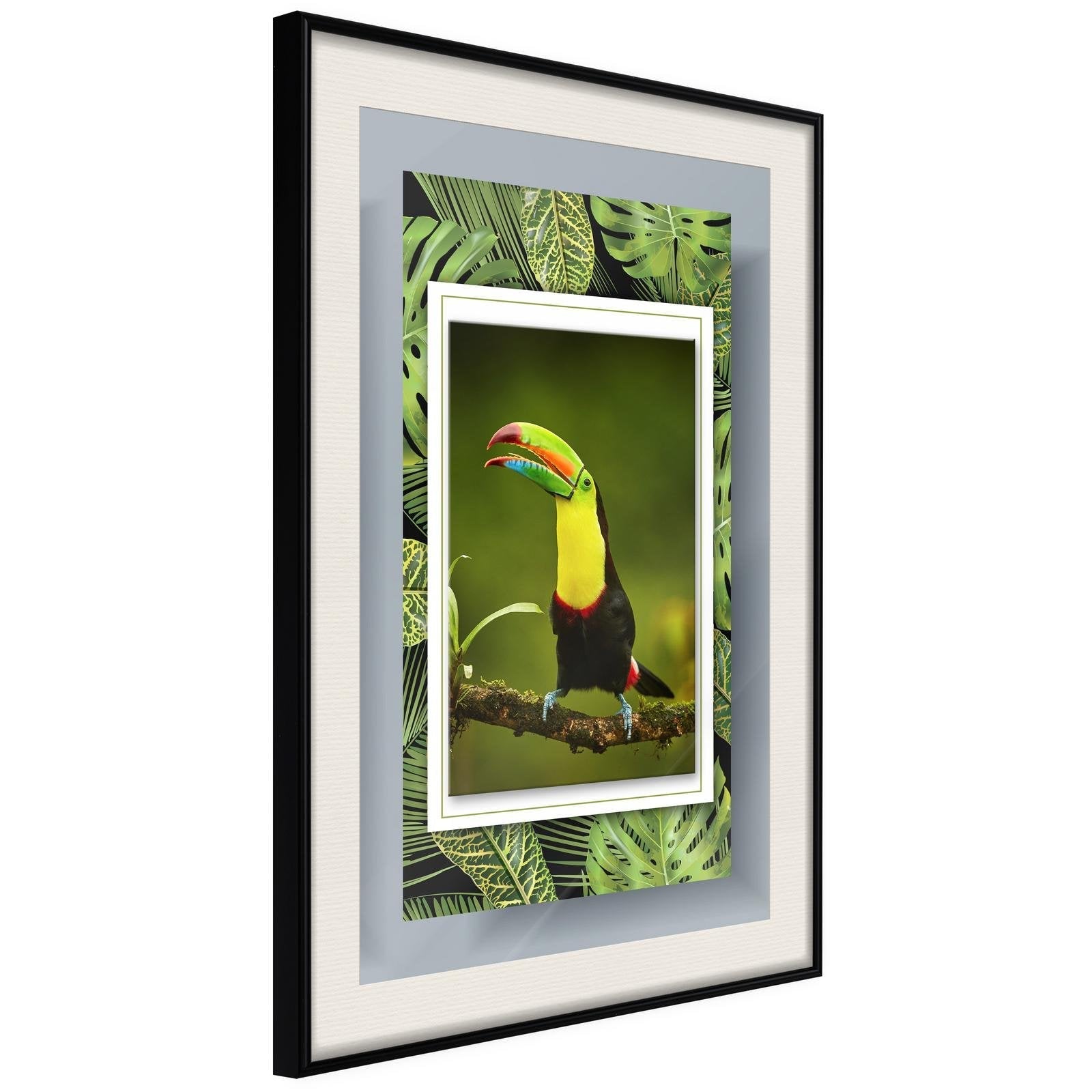 Inramad Poster / Tavla - Toucan in the Frame-Poster Inramad-Artgeist-20x30-Svart ram med passepartout-peaceofhome.se