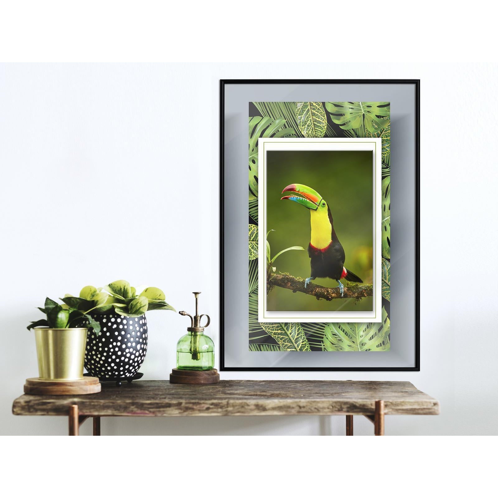 Inramad Poster / Tavla - Toucan in the Frame-Poster Inramad-Artgeist-peaceofhome.se