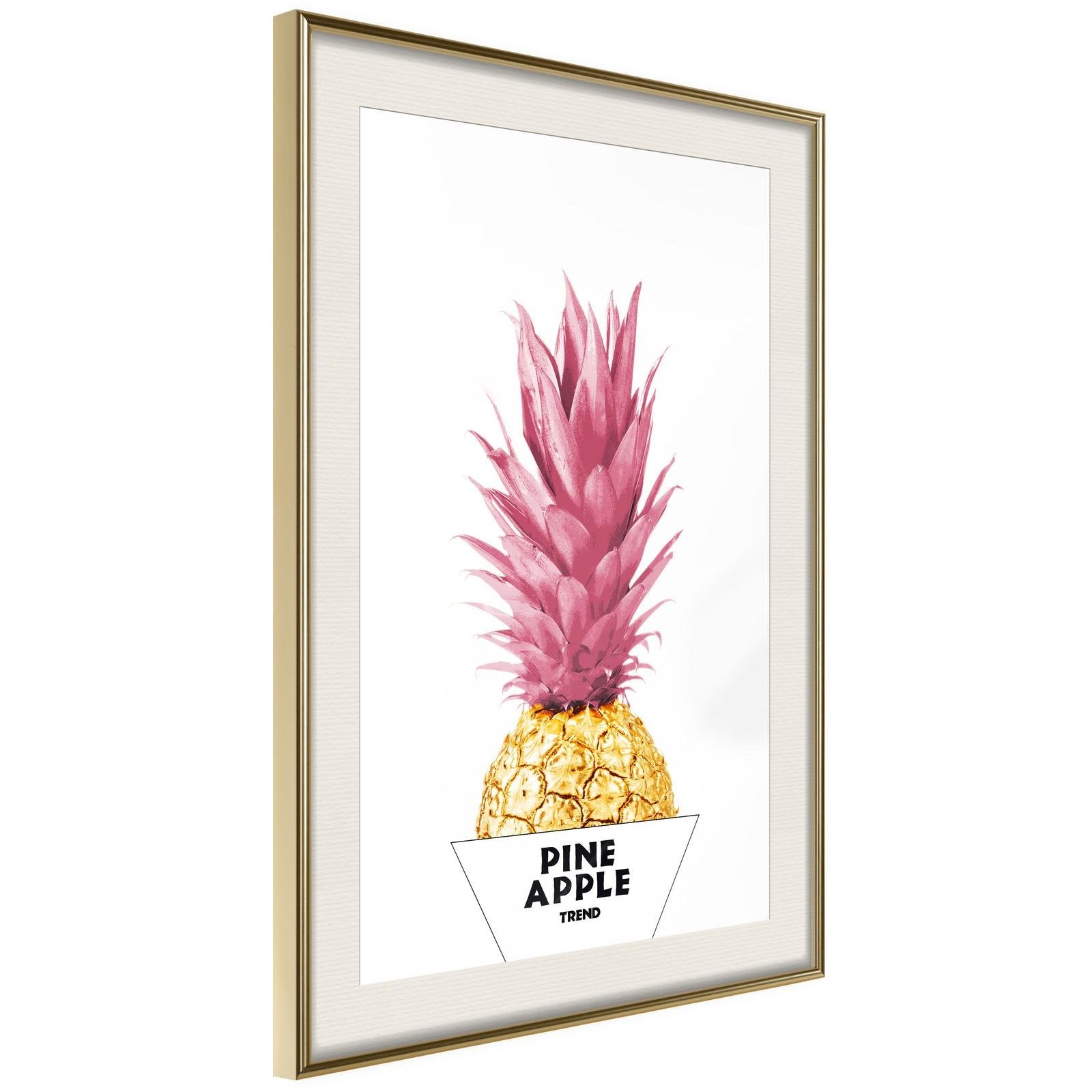 Inramad Poster / Tavla - Trendy Pineapple-Poster Inramad-Artgeist-20x30-Guldram med passepartout-peaceofhome.se