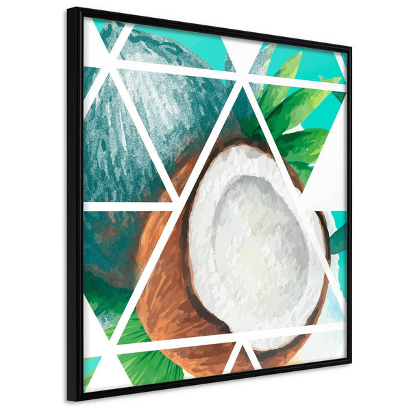 Inramad Poster / Tavla - Tropical Mosaic with Coconut (Square)-Poster Inramad-Artgeist-20x20-Svart ram-peaceofhome.se