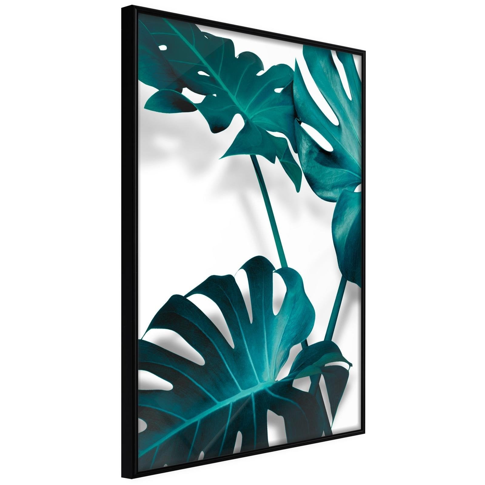Inramad Poster / Tavla - Turquoise Monstera II-Poster Inramad-Artgeist-20x30-Svart ram-peaceofhome.se