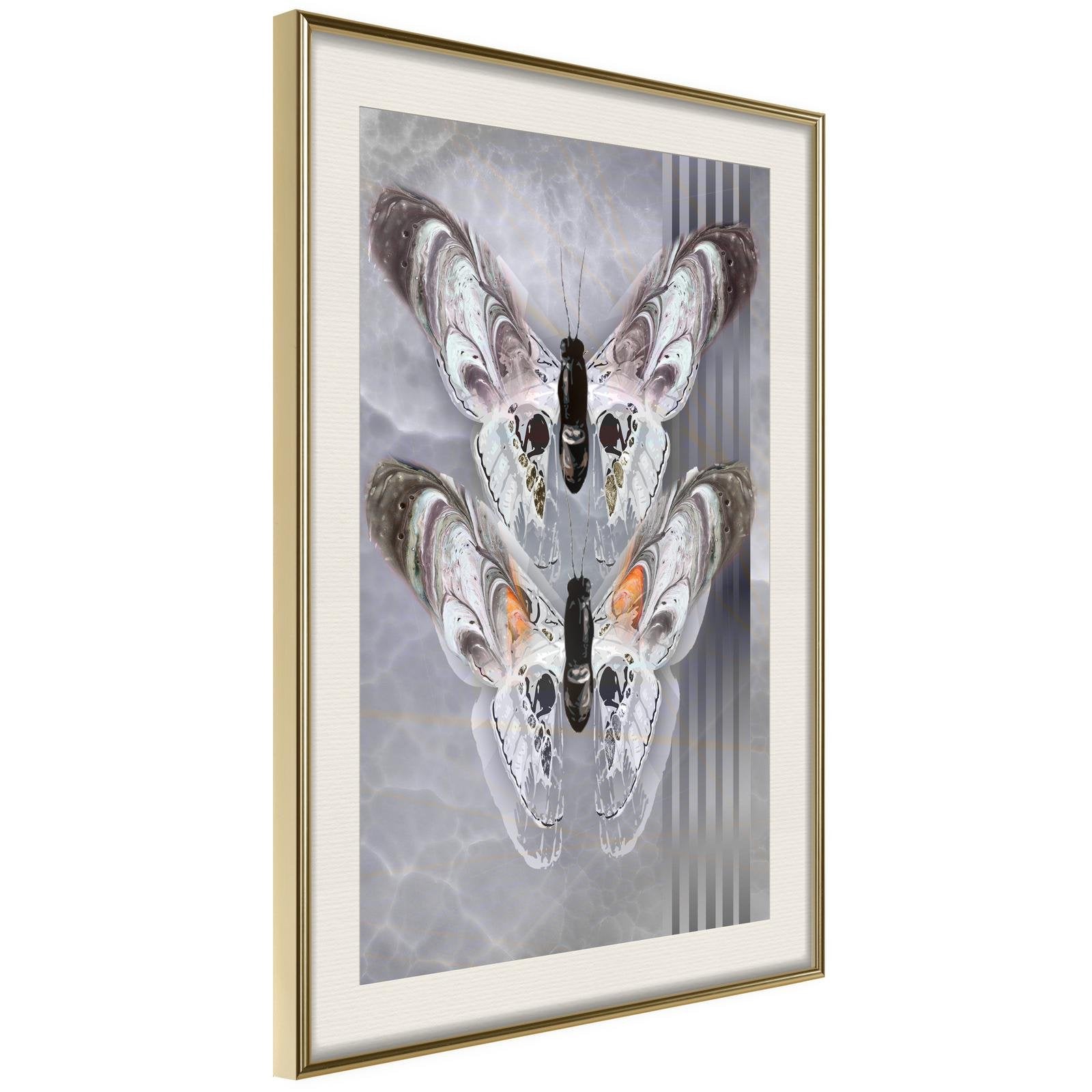 Inramad Poster / Tavla - Two Moths-Poster Inramad-Artgeist-20x30-Guldram med passepartout-peaceofhome.se