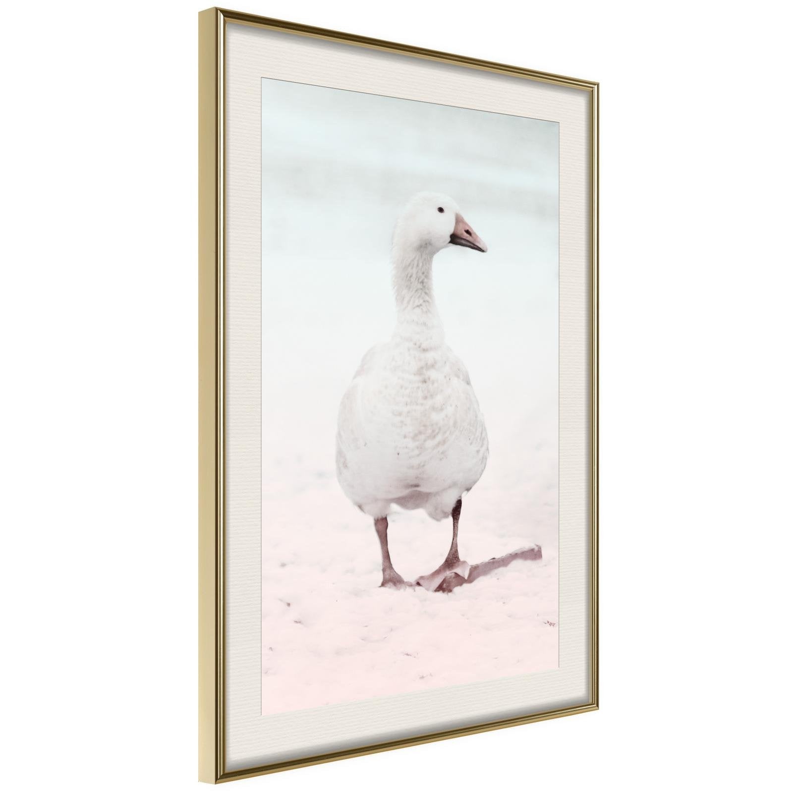 Inramad Poster / Tavla - Walking Goose-Poster Inramad-Artgeist-20x30-Guldram med passepartout-peaceofhome.se
