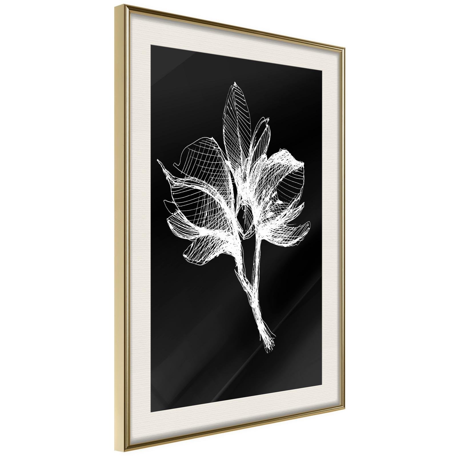 Inramad Poster / Tavla - White Plant-Poster Inramad-Artgeist-20x30-Guldram med passepartout-peaceofhome.se