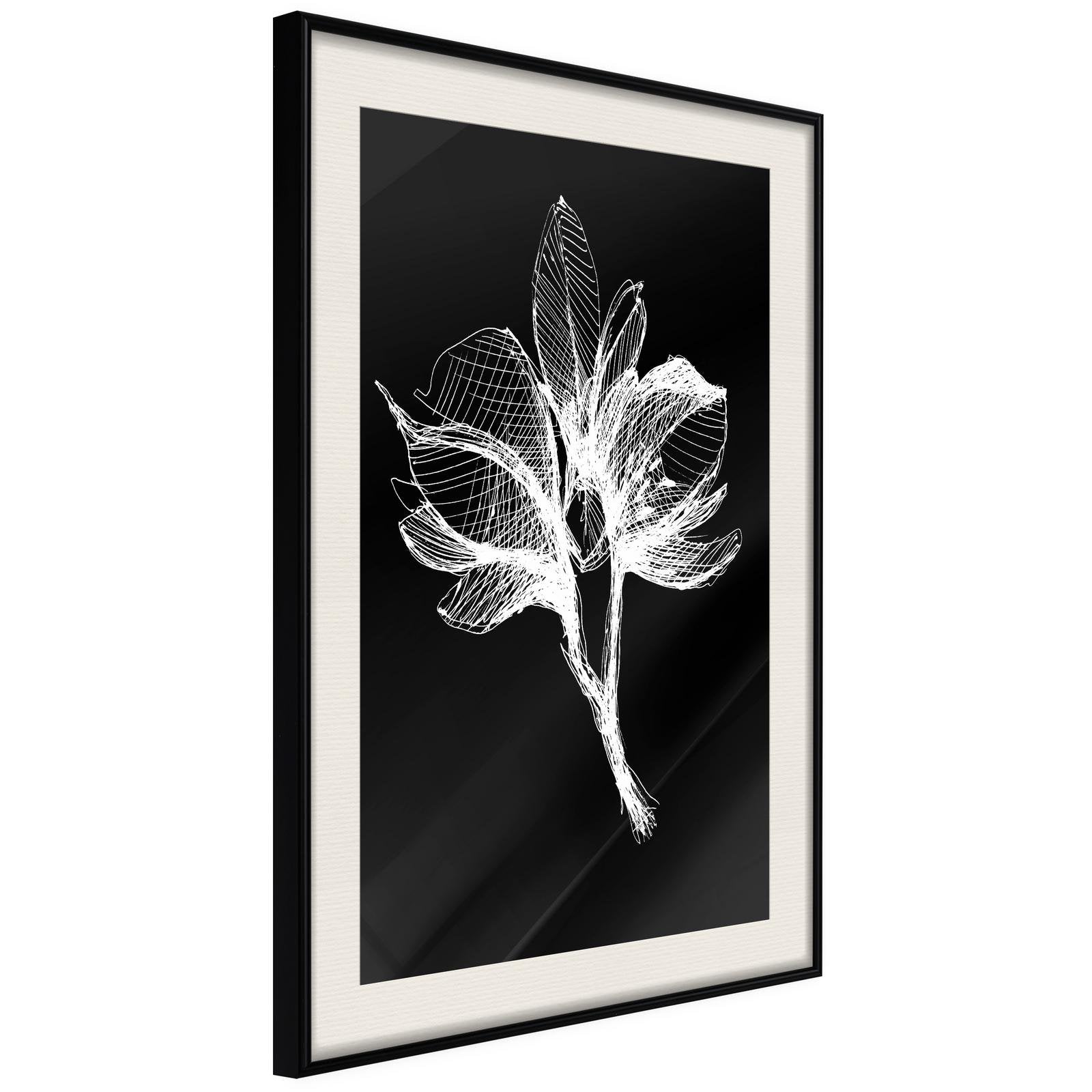Inramad Poster / Tavla - White Plant-Poster Inramad-Artgeist-20x30-Svart ram med passepartout-peaceofhome.se