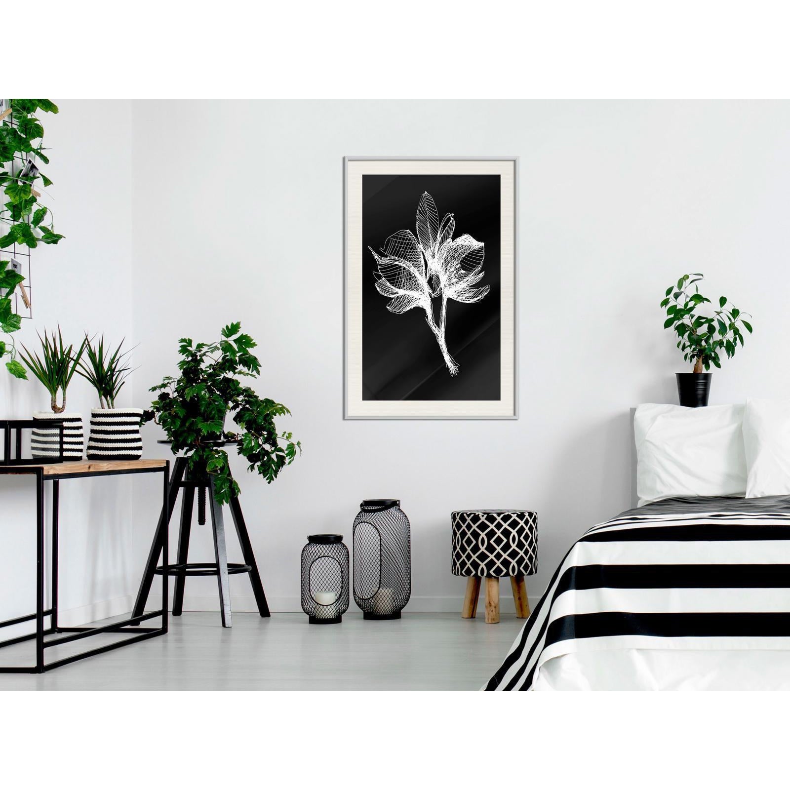 Inramad Poster / Tavla - White Plant-Poster Inramad-Artgeist-peaceofhome.se