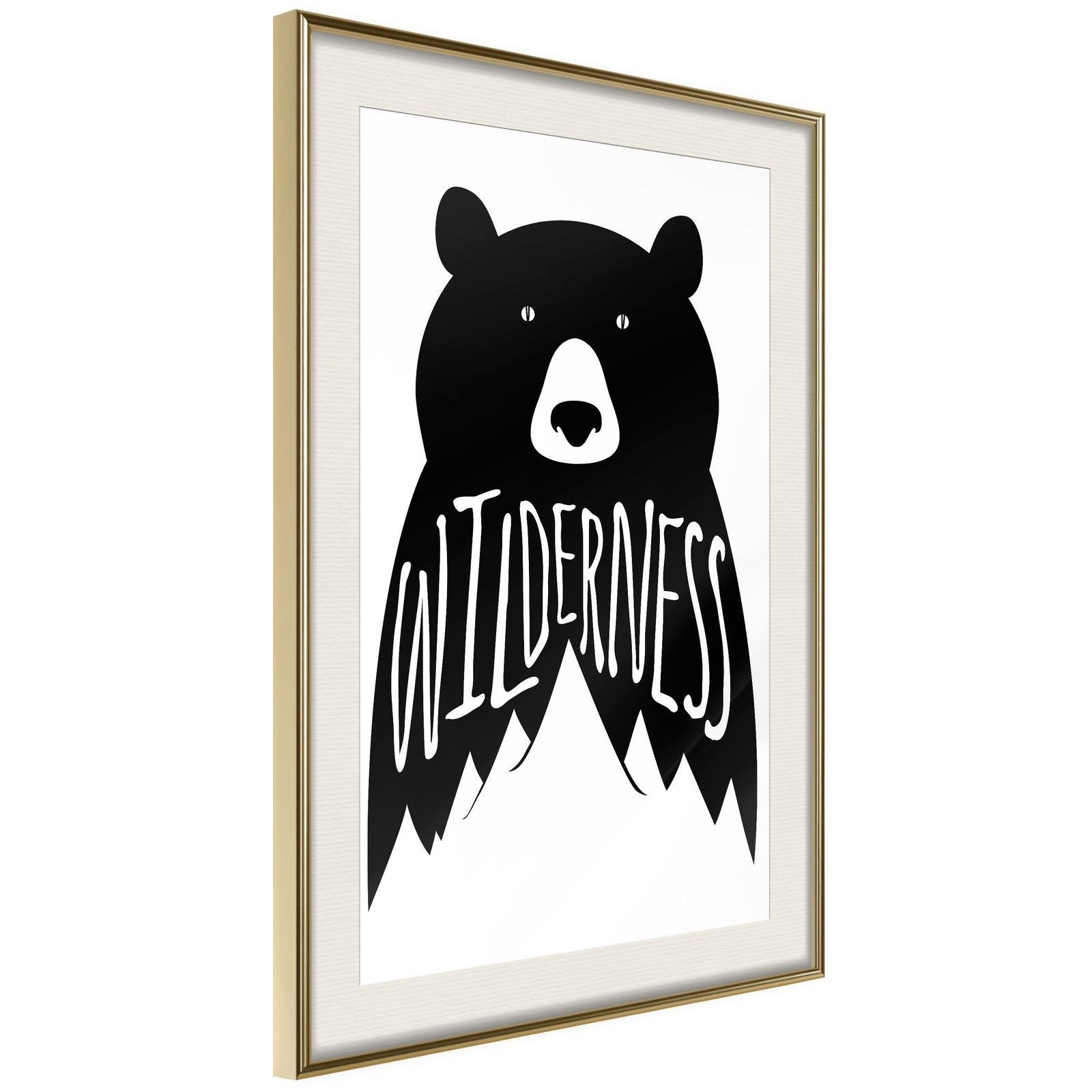 Inramad Poster / Tavla - Wild Bear-Poster Inramad-Artgeist-20x30-Guldram med passepartout-peaceofhome.se