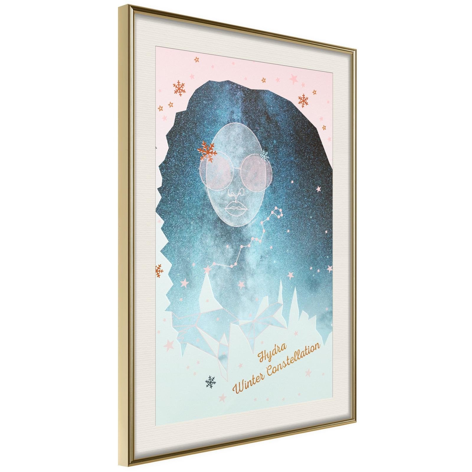 Inramad Poster / Tavla - Winter Constellation-Poster Inramad-Artgeist-20x30-Guldram med passepartout-peaceofhome.se