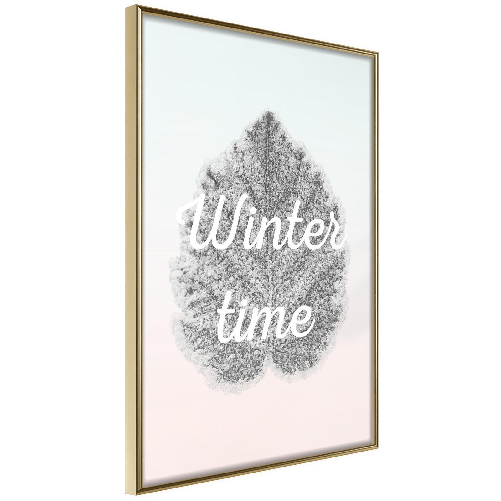 Inramad Poster / Tavla - Winter Leaf-Poster Inramad-Artgeist-20x30-Guldram-peaceofhome.se