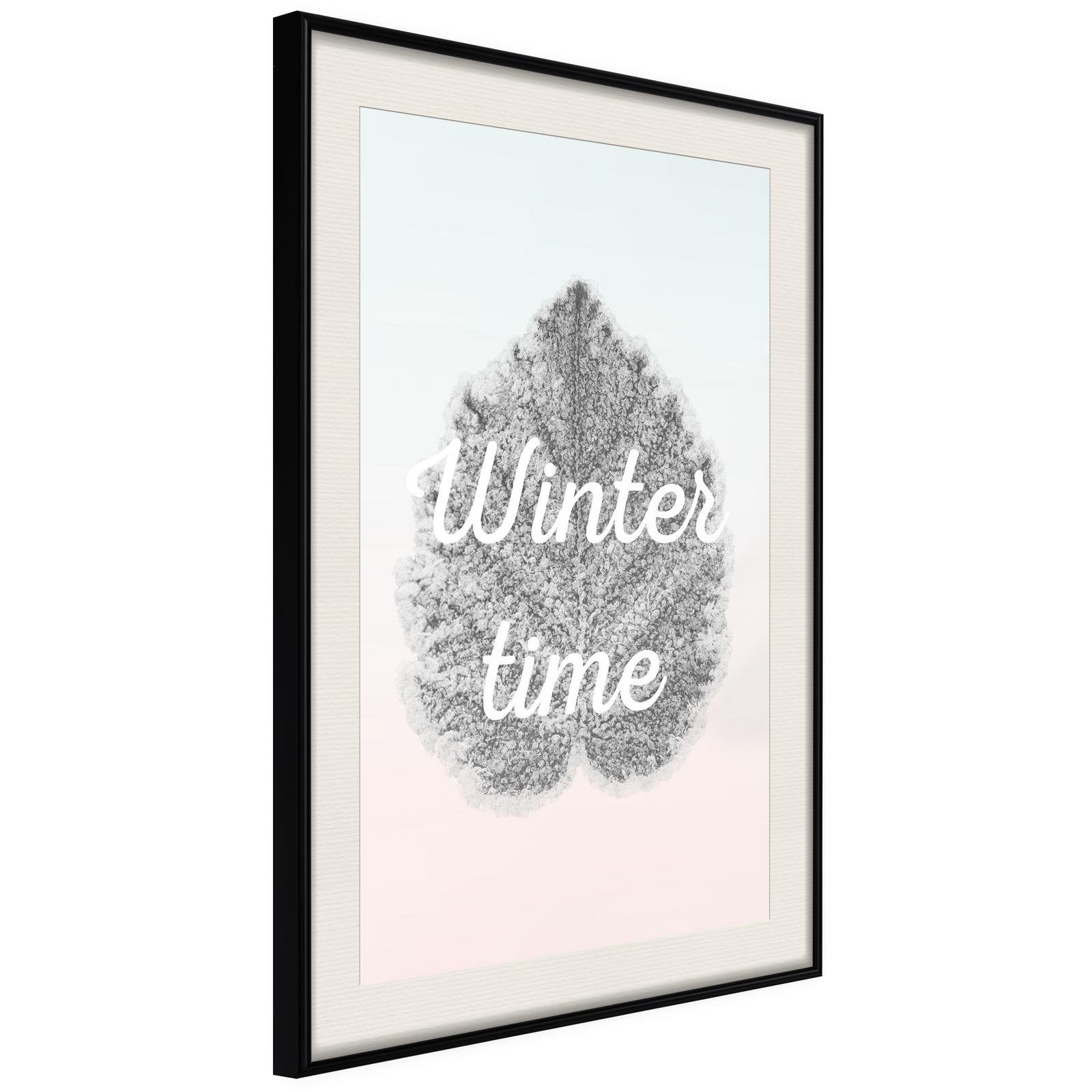 Inramad Poster / Tavla - Winter Leaf-Poster Inramad-Artgeist-20x30-Svart ram med passepartout-peaceofhome.se