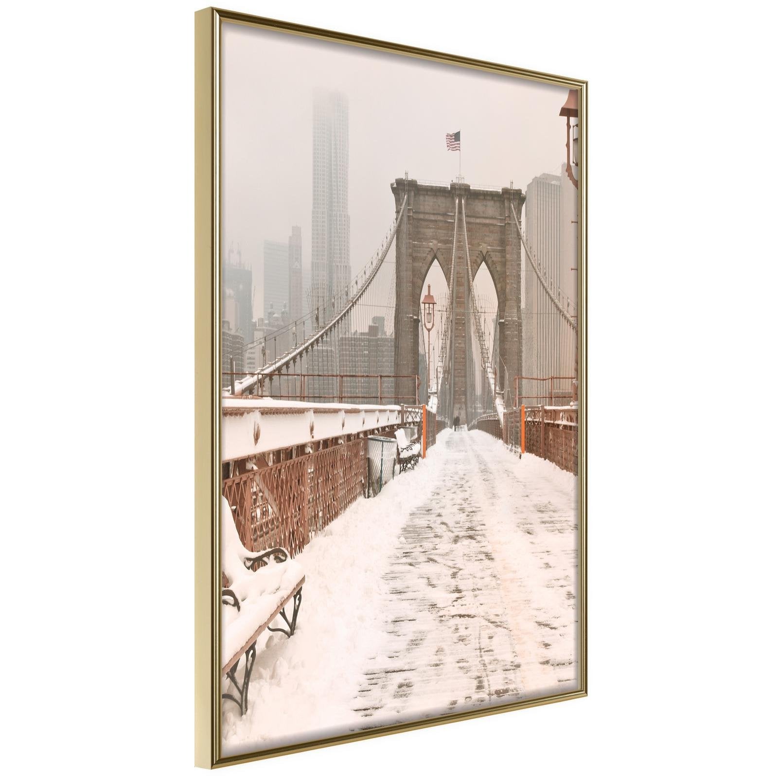 Inramad Poster / Tavla - Winter in New York-Poster Inramad-Artgeist-20x30-Guldram-peaceofhome.se