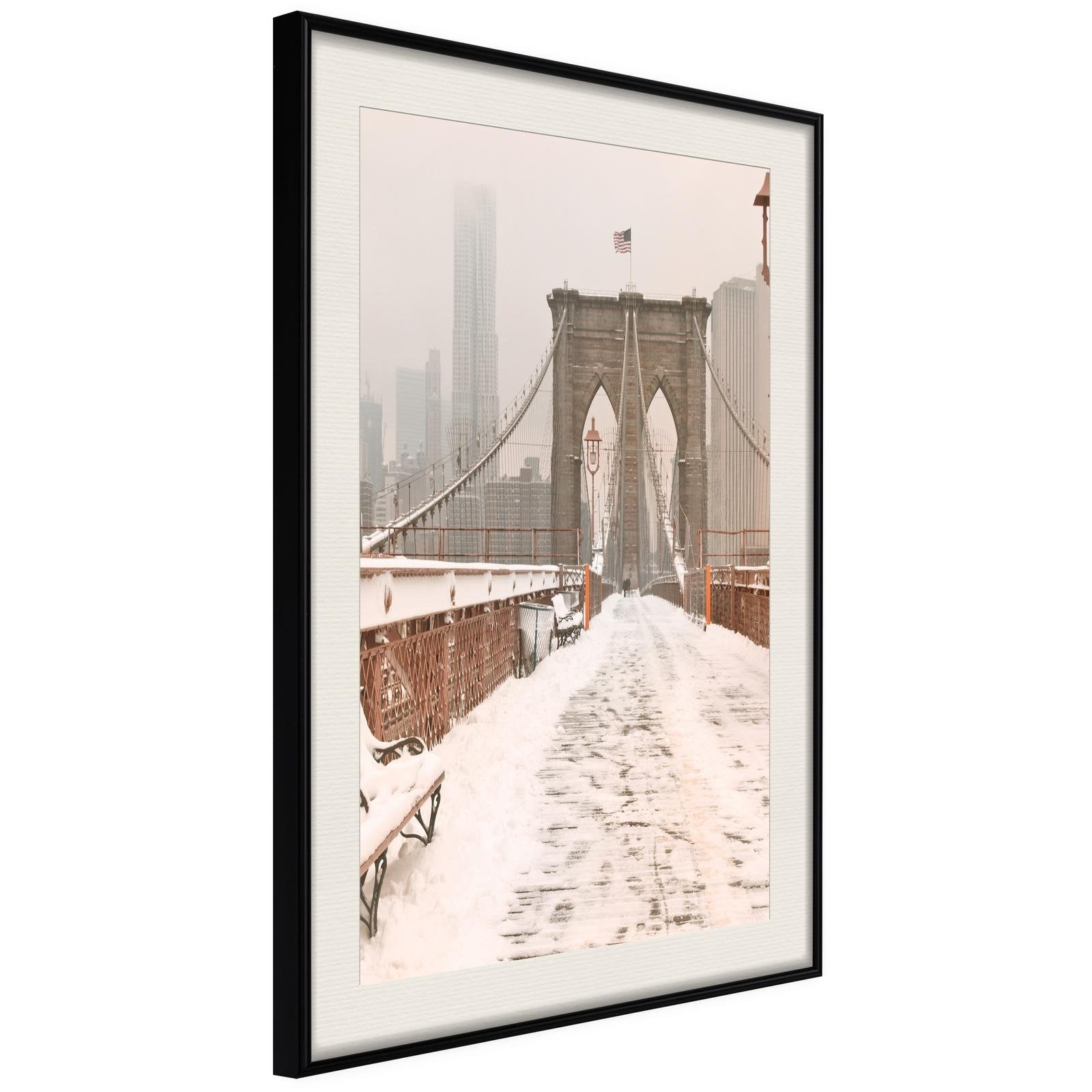 Inramad Poster / Tavla - Winter in New York-Poster Inramad-Artgeist-20x30-Svart ram med passepartout-peaceofhome.se