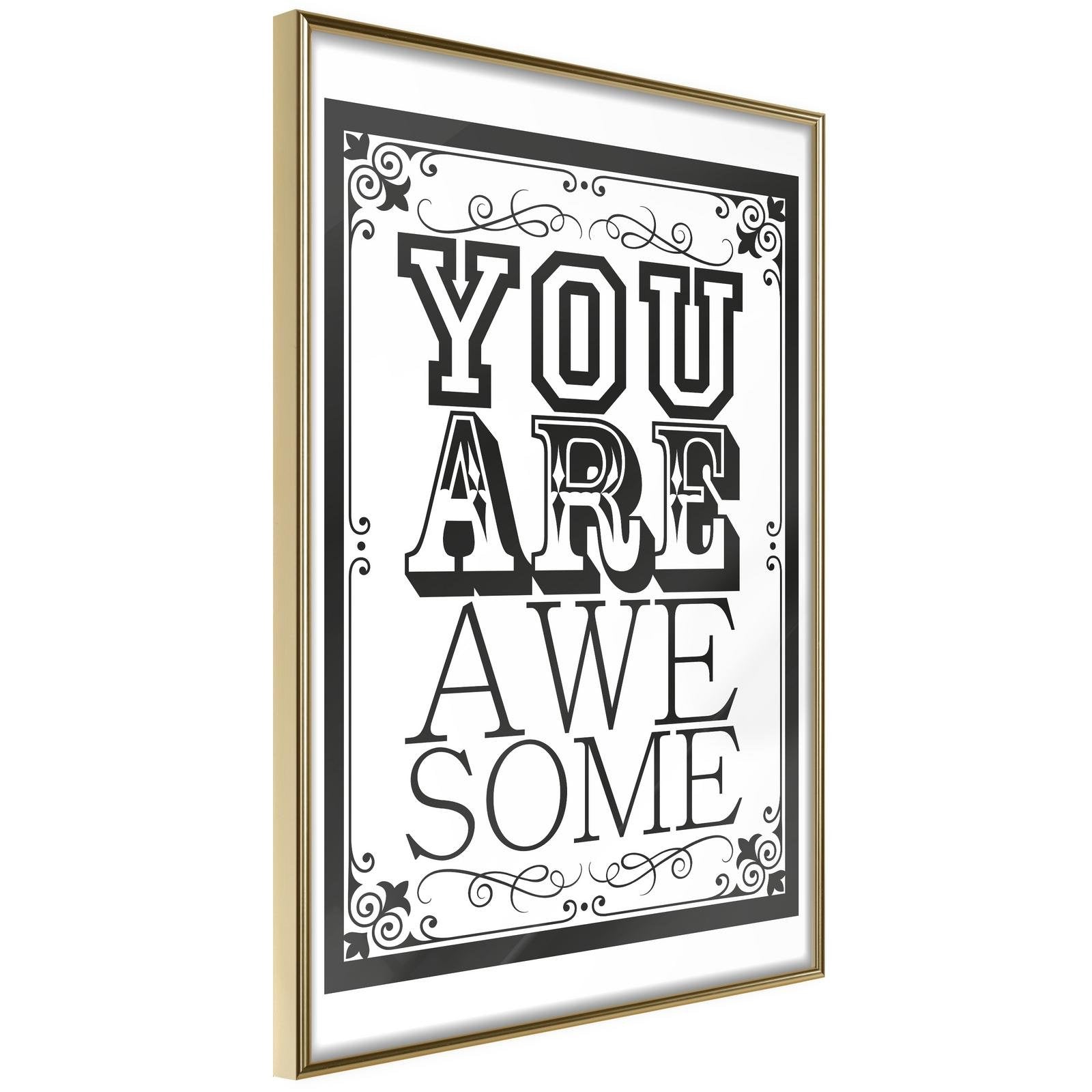 Inramad Poster / Tavla - You Are Awesome-Poster Inramad-Artgeist-20x30-Guldram-peaceofhome.se
