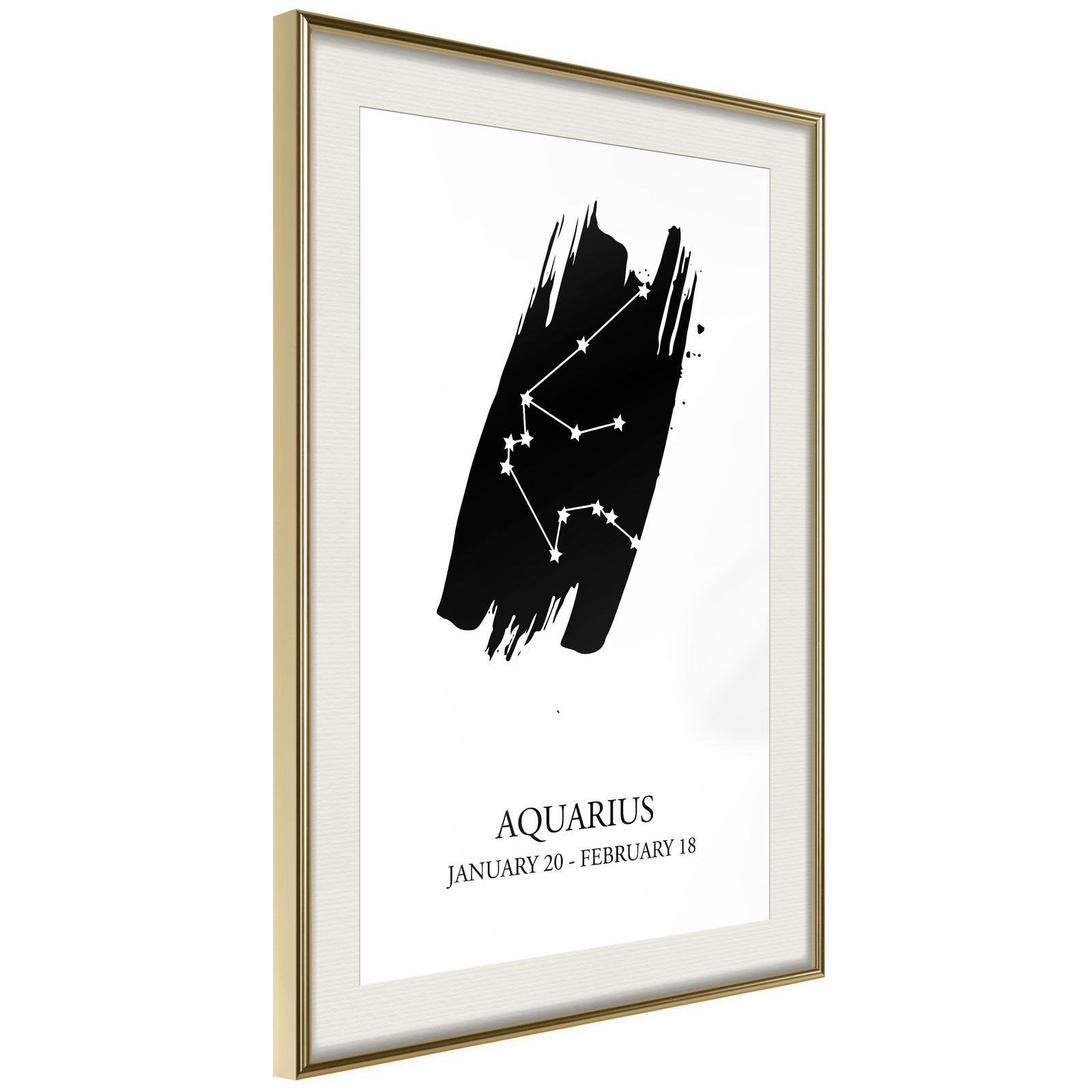Inramad Poster / Tavla - Zodiac: Aquarius I-Poster Inramad-Artgeist-20x30-Guldram med passepartout-peaceofhome.se