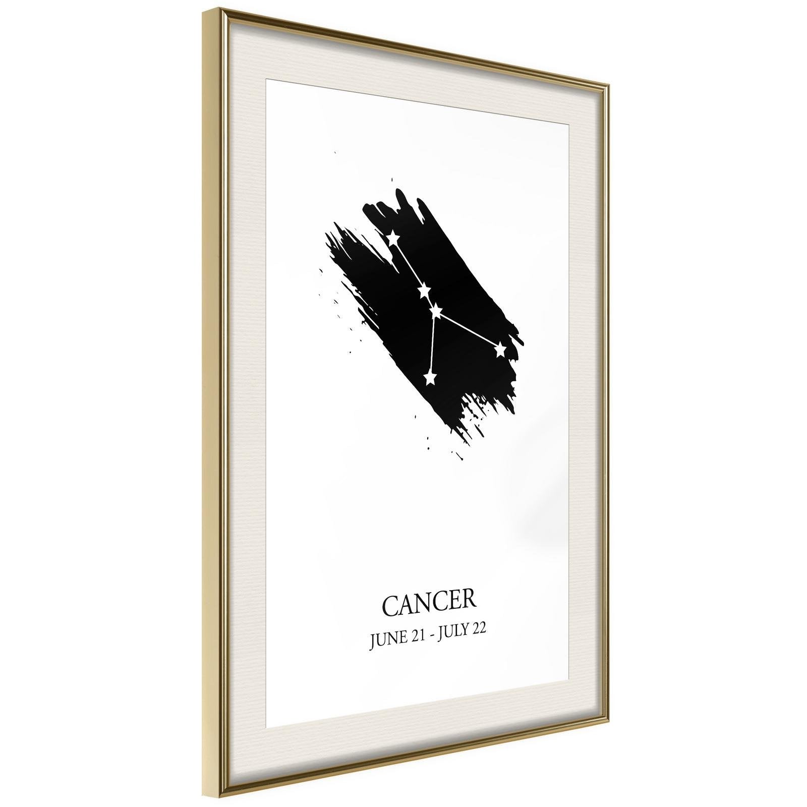 Inramad Poster / Tavla - Zodiac: Cancer I-Poster Inramad-Artgeist-20x30-Guldram med passepartout-peaceofhome.se