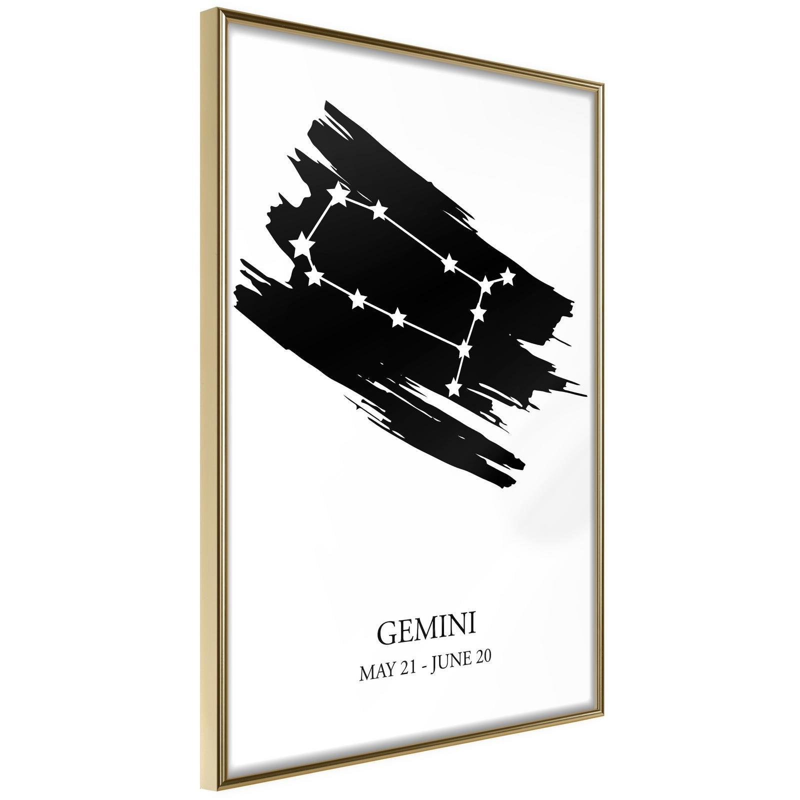 Inramad Poster / Tavla - Zodiac: Gemini I-Poster Inramad-Artgeist-20x30-Guldram-peaceofhome.se