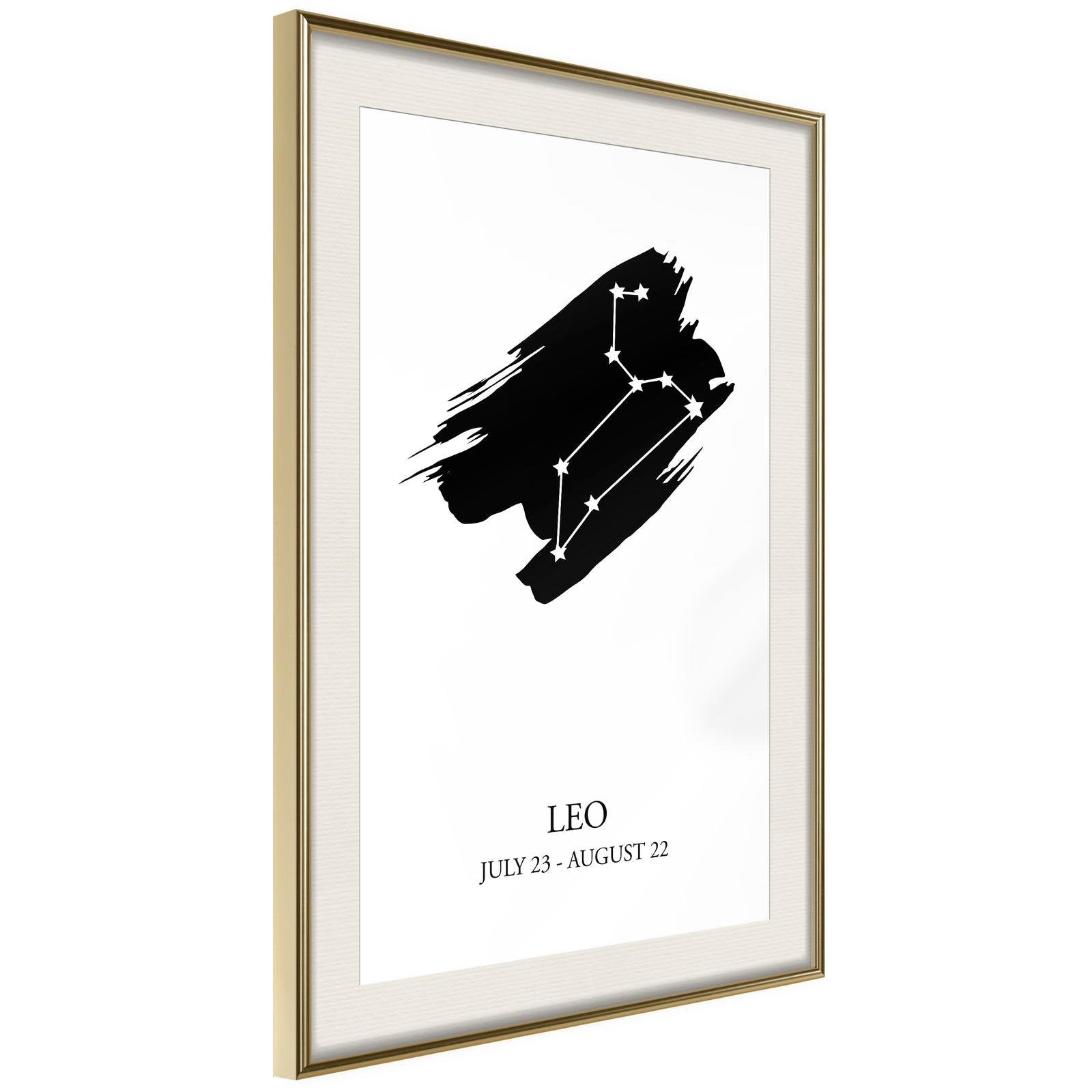 Inramad Poster / Tavla - Zodiac: Leo I-Poster Inramad-Artgeist-20x30-Guldram med passepartout-peaceofhome.se