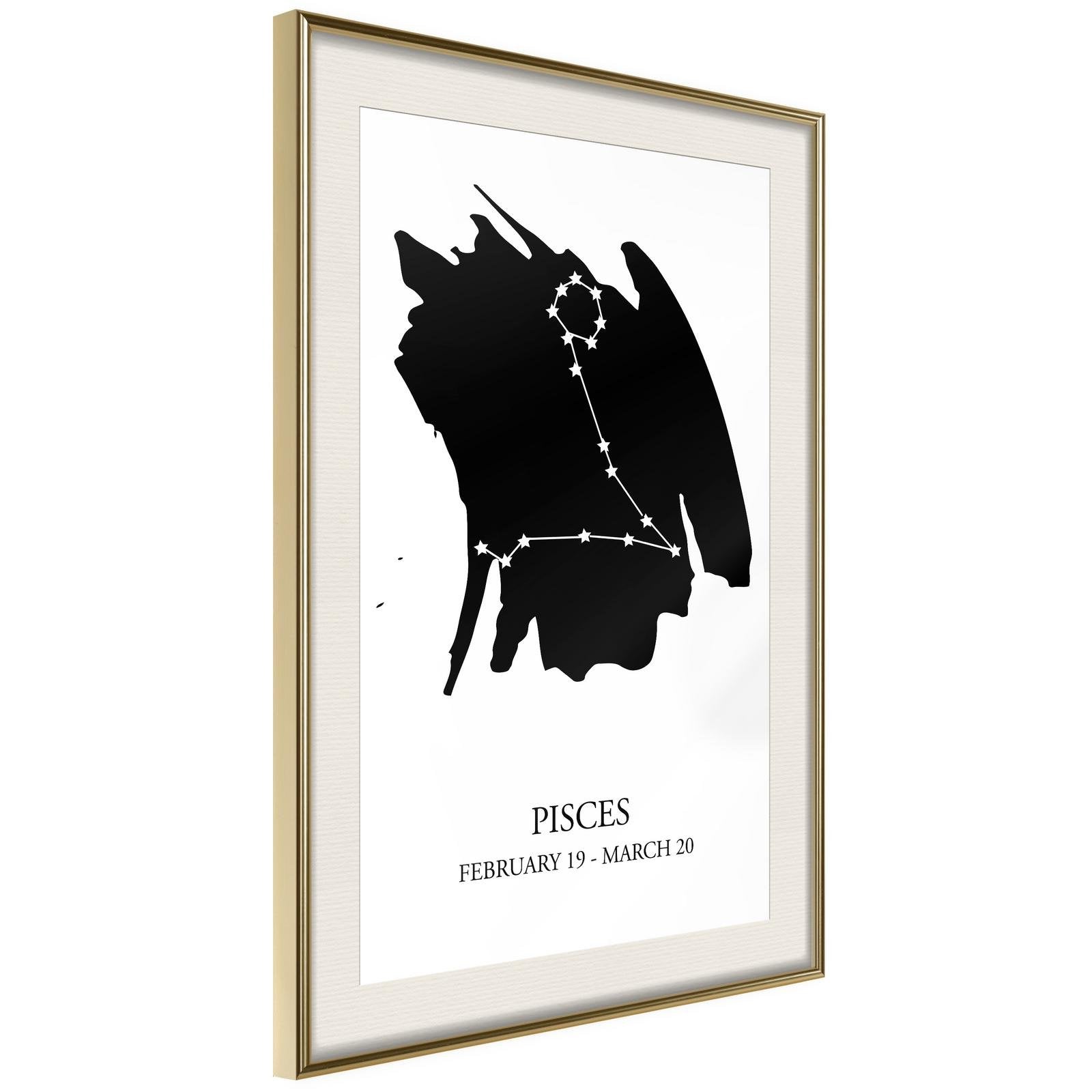 Inramad Poster / Tavla - Zodiac: Pisces I-Poster Inramad-Artgeist-20x30-Guldram med passepartout-peaceofhome.se