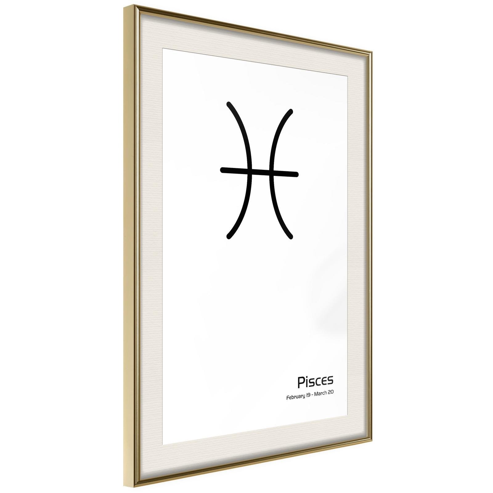 Inramad Poster / Tavla - Zodiac: Pisces II-Poster Inramad-Artgeist-20x30-Guldram med passepartout-peaceofhome.se