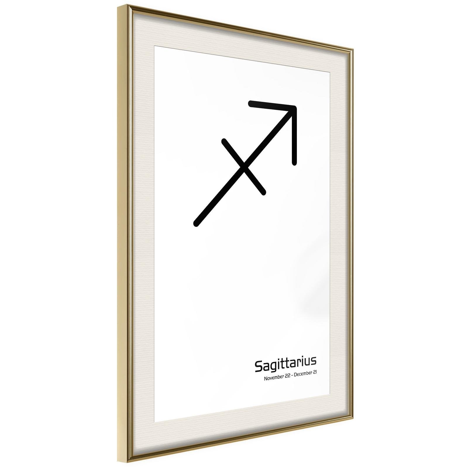 Inramad Poster / Tavla - Zodiac: Sagittarius II-Poster Inramad-Artgeist-20x30-Guldram med passepartout-peaceofhome.se