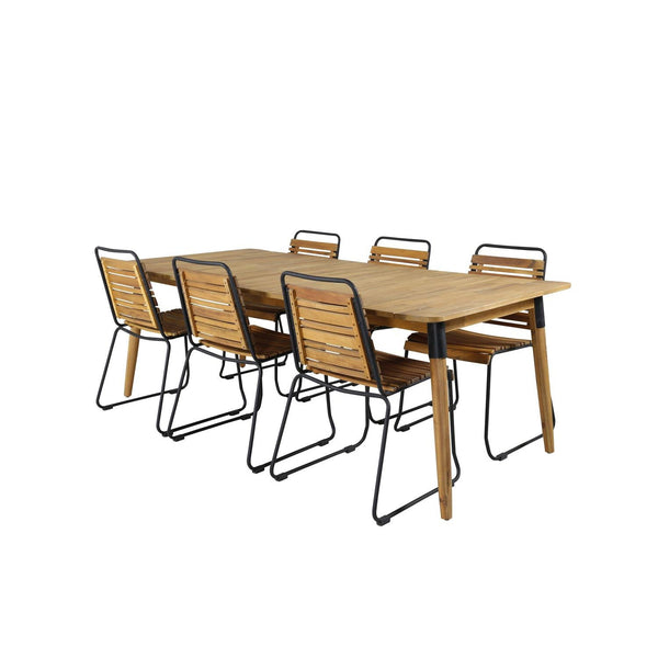 JULIAN BOIS Matbord 210x100 cm + 6 stolar | Utemöbler-Matgrupp Utomhus-Venture Home-peaceofhome.se