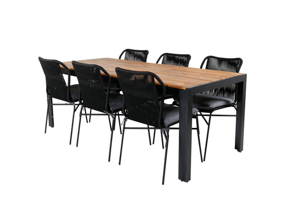 JULIAN BOIS Matbord 205x90 cm + 6 stolar | Utemöbler-Matgrupp Utomhus-Venture Home-peaceofhome.se