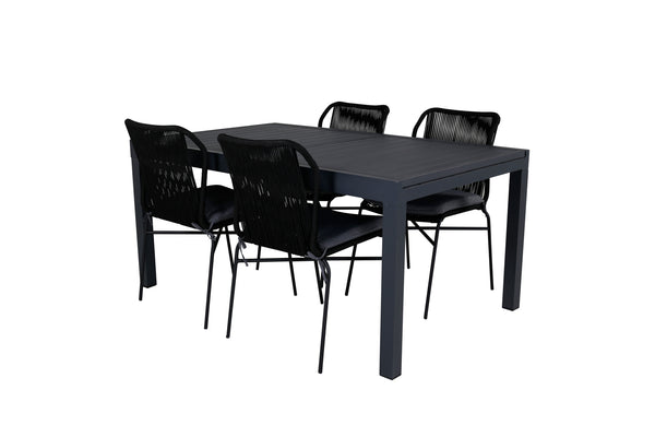 JULIAN MARBELLA Matbord 160/240x100 cm + 4 stolar | Utemöbler-Matgrupp Utomhus-Venture Home-peaceofhome.se