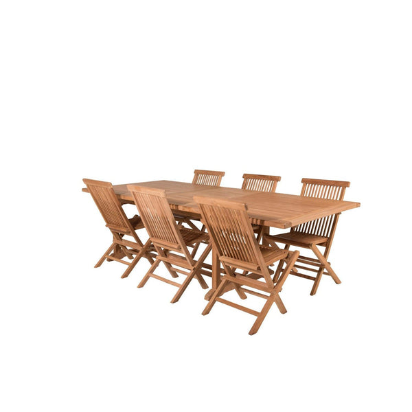 KENYA Matbord 195/295x110 cm + 6 stolar | Utemöbler-Matgrupp Utomhus-Venture Home-peaceofhome.se