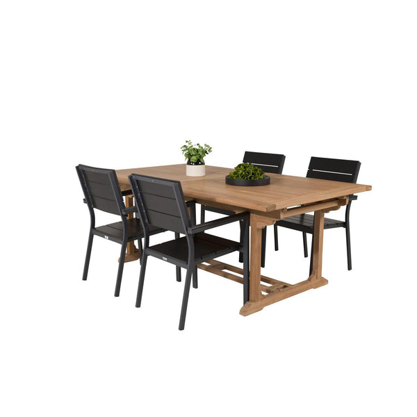 KENYA LEVELS Matbord 295x110 cm + 4 stolar | Utemöbler-Table Set-Venture Home-peaceofhome.se