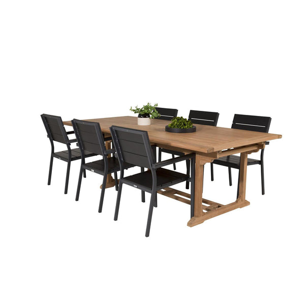 KENYA LEVELS Matbord 295x110 cm + 6 stolar | Utemöbler-Table Set-Venture Home-peaceofhome.se