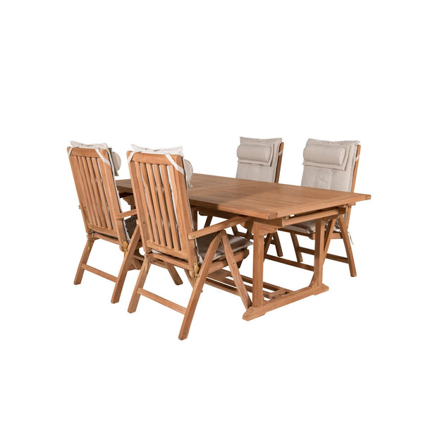 KENYA Matbord 195/295x110 cm + 4 stolar | Utemöbler-Table Set-Venture Home-peaceofhome.se